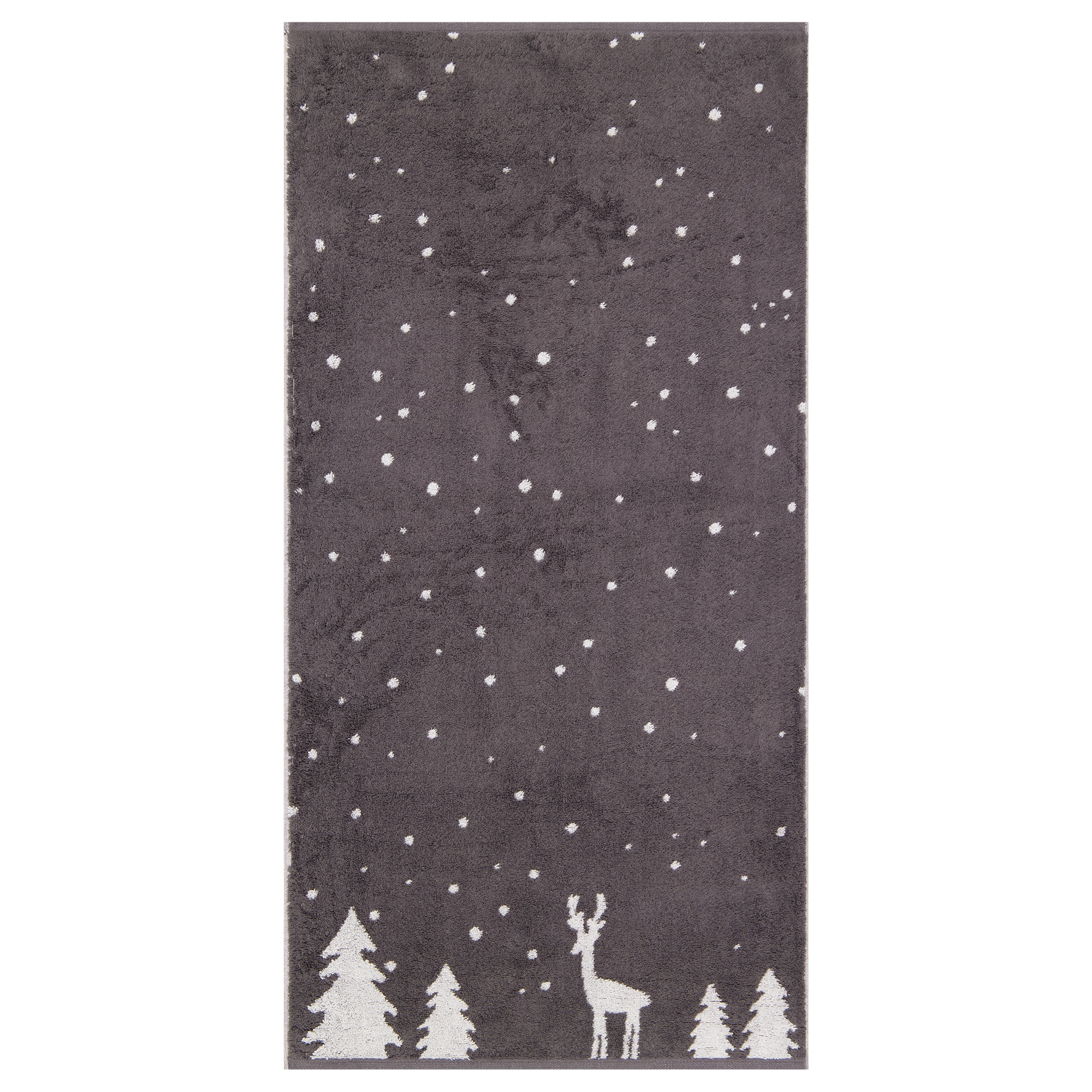 Cawö Handtücher WINTER EDITION Rudi im Schnee 6271 basalt/platin - 77 - Handtuch 50x100 cm