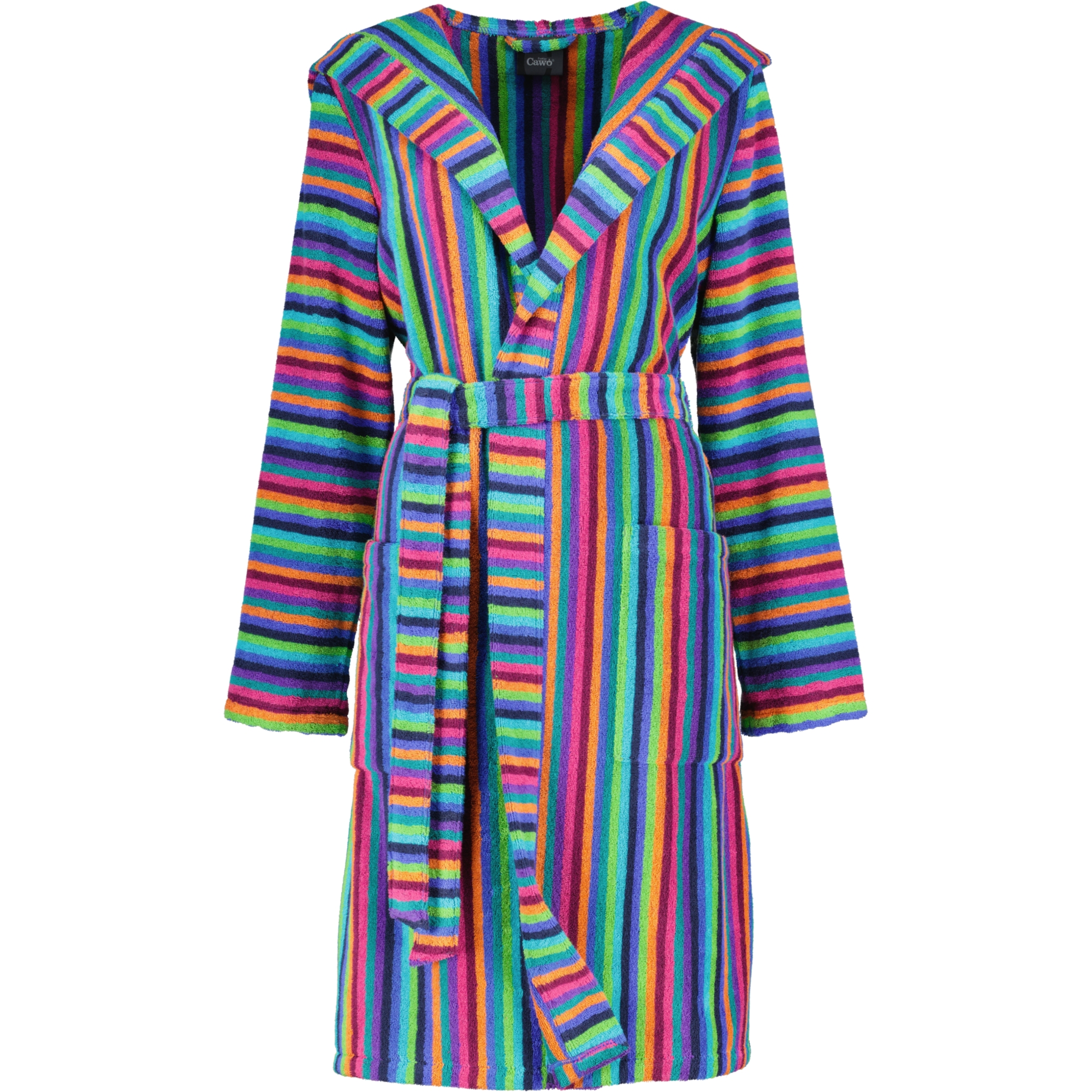 Cawö - Damen Kurzmantel Walkfrottier - Kapuze 7049 - Farbe: 84 - multicolor - S