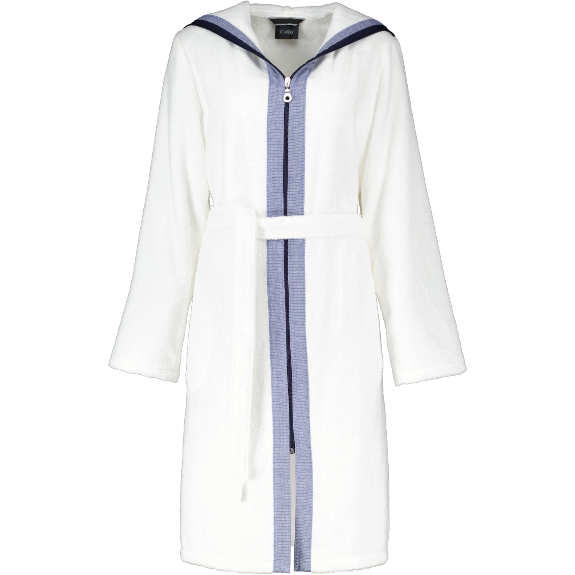 Cawö Bademäntel Damen Reißverschluss Breton 6598 weiß - 600