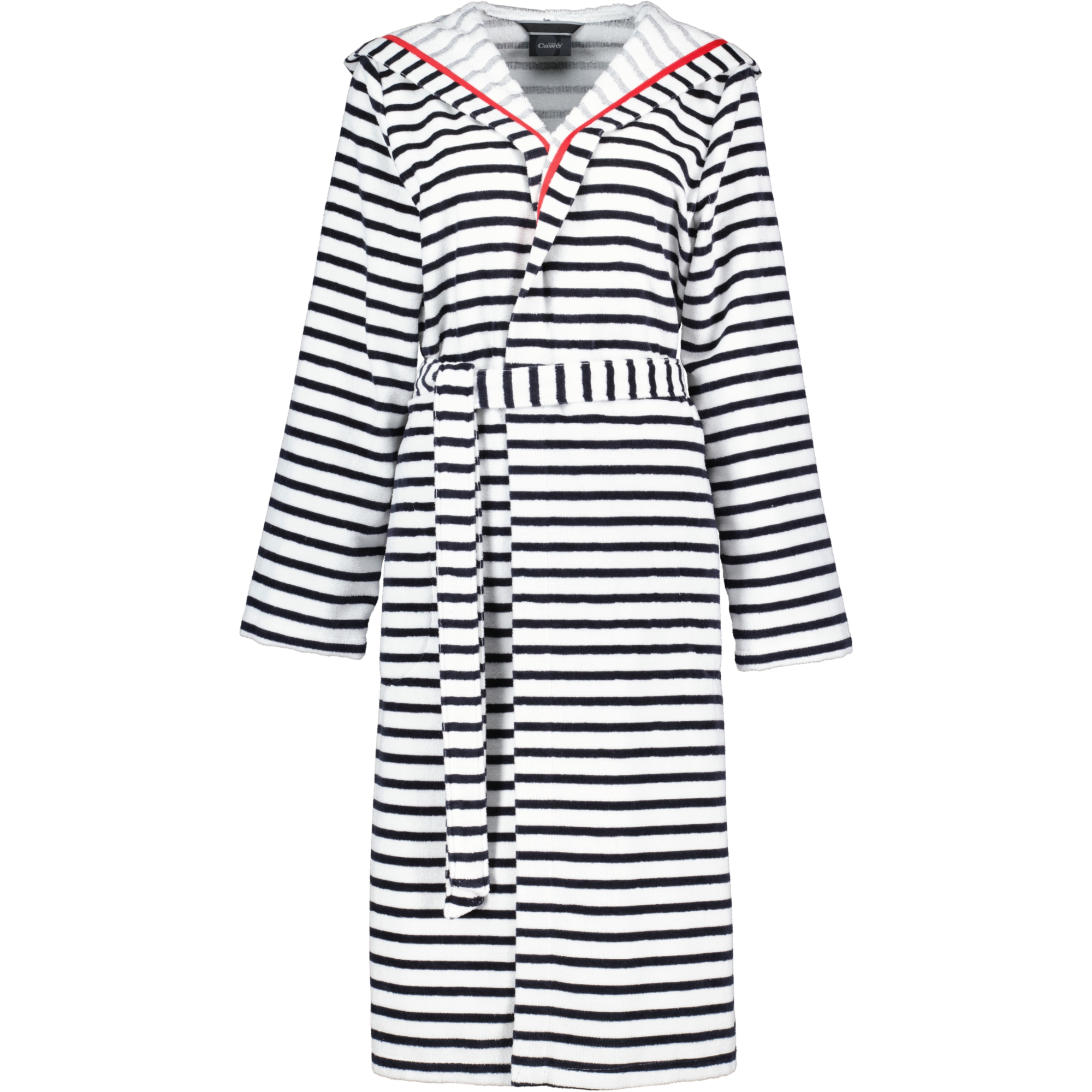 Cawö Bademäntel Damen Kapuze Streifen 1243 schwarz-weiß - 96