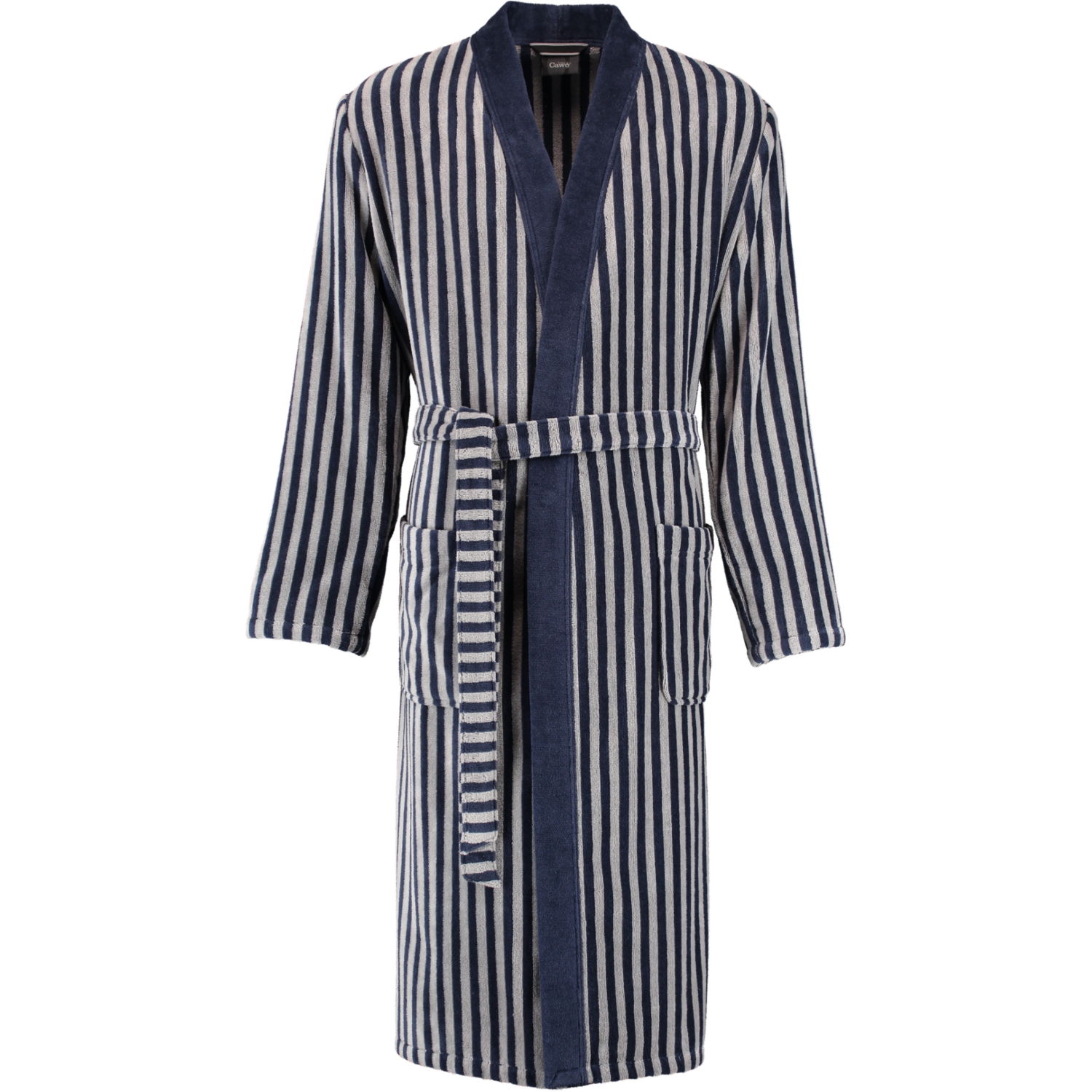 Cawö Bademäntel Herren Kimono Streifen 3833 blau-graphit - 17