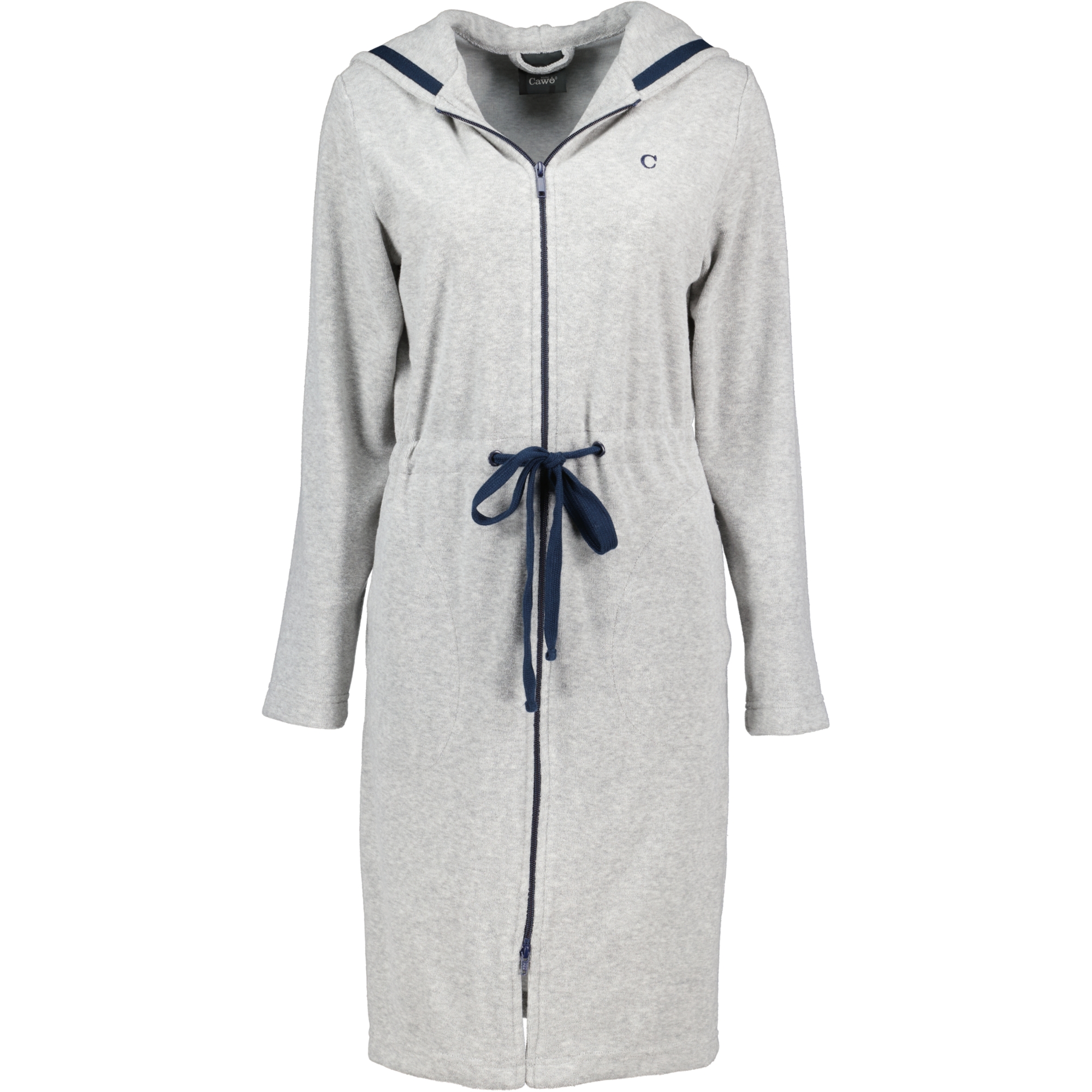Cawö Home Bademäntel Damen Kurzmantel mit Kapuze Active 821 grau-melange-navy - 71
