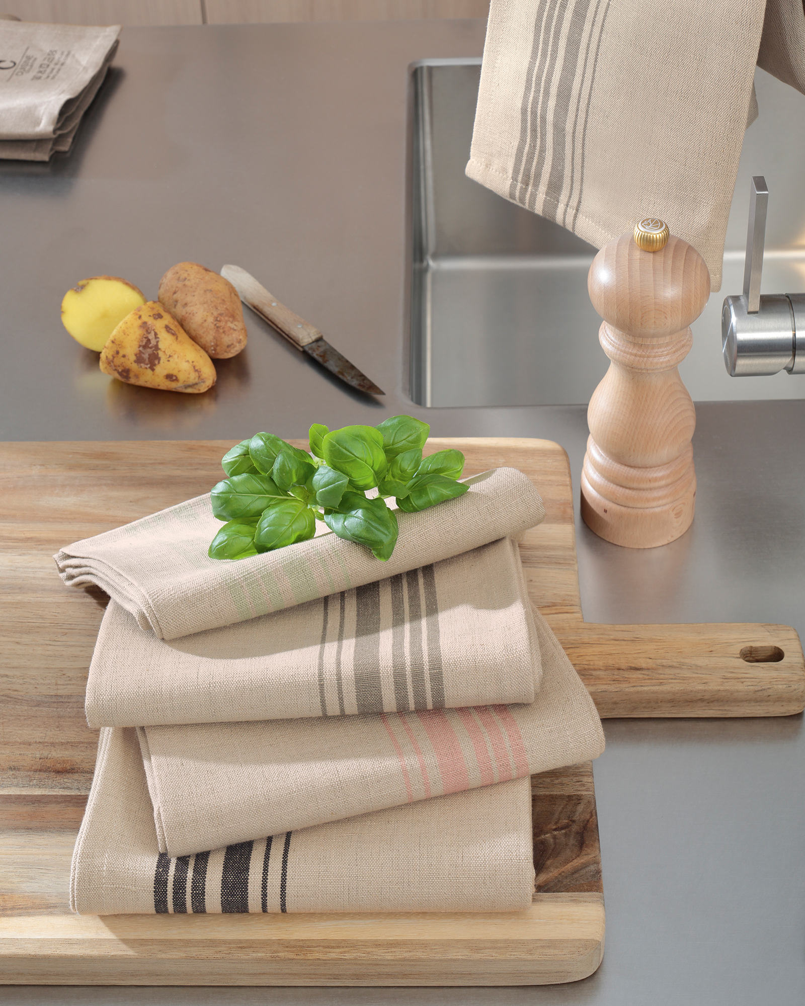 Cawö Home Geschirrtücher Cuisine Nature Uni 531 leinen - 30 - 50x70 cm