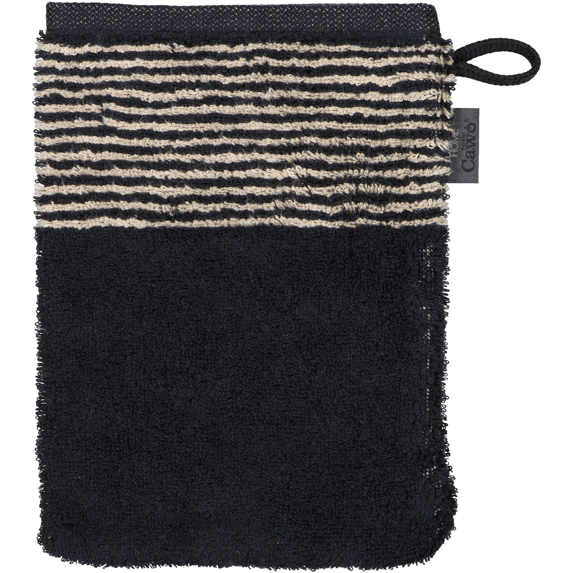 Cawö Handtücher Luxury Home Two-Tone 590 schwarz - 93 - Waschhandschuh 16x22 cm