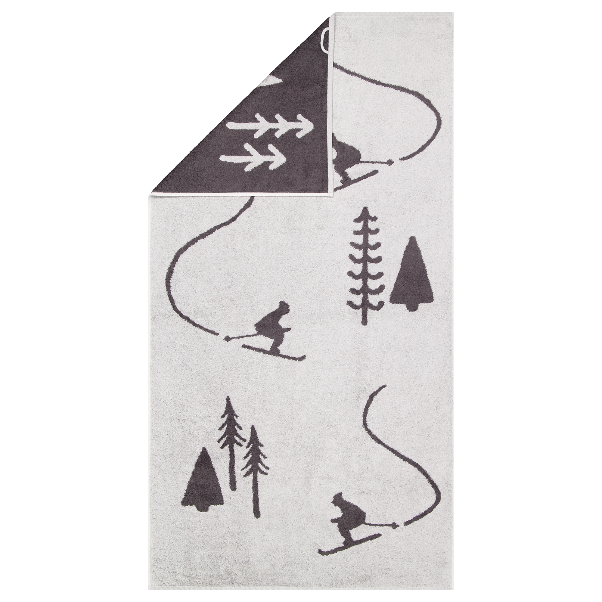 Cawö Handtücher WINTER EDITION Skifahrer 6272 platin/basalt - 70 - Duschtuch 70x140 cm