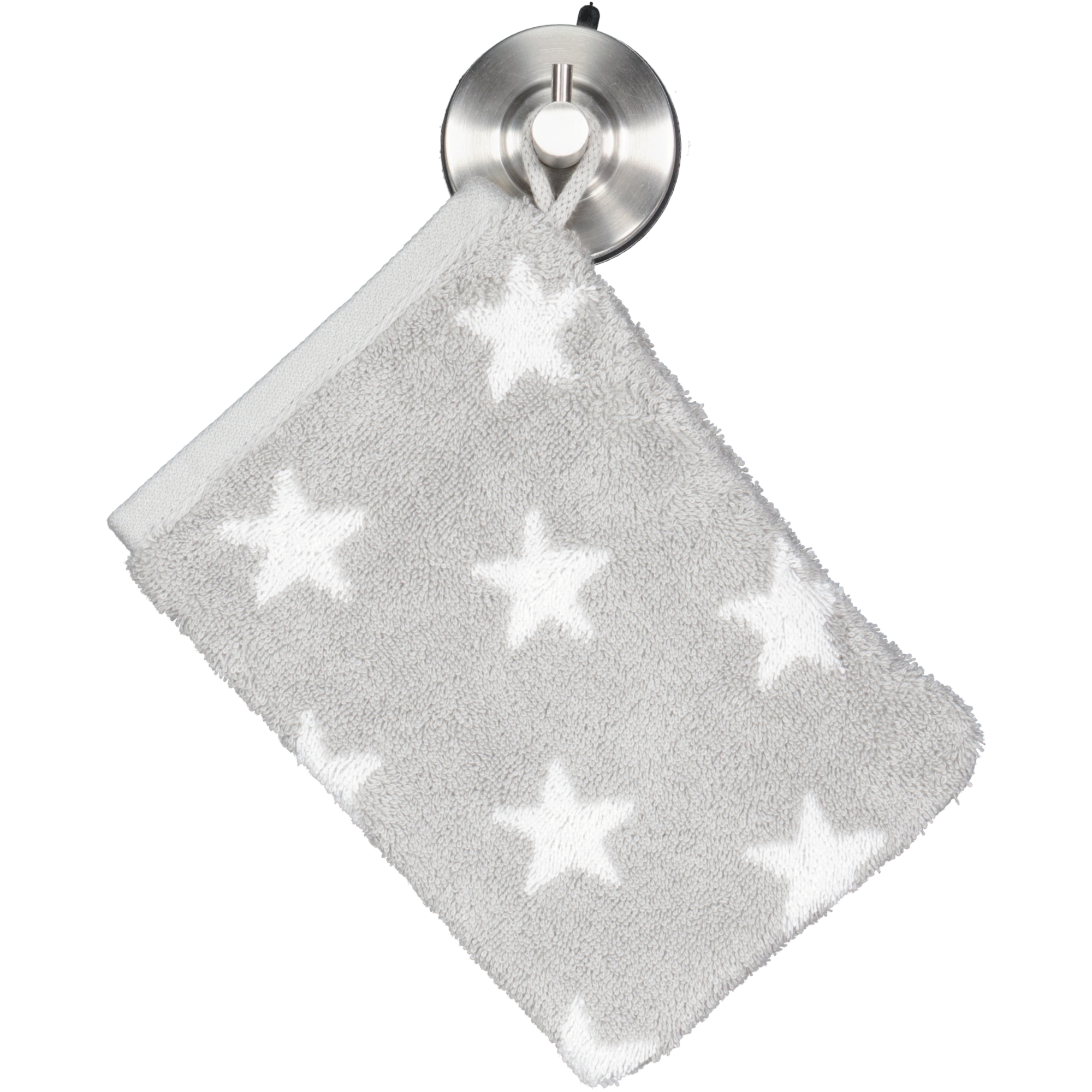 Cawö Handtücher NEW STARS Sterne klein 6261 platin/weiß - 76 - Waschhandschuh 16x22 cm