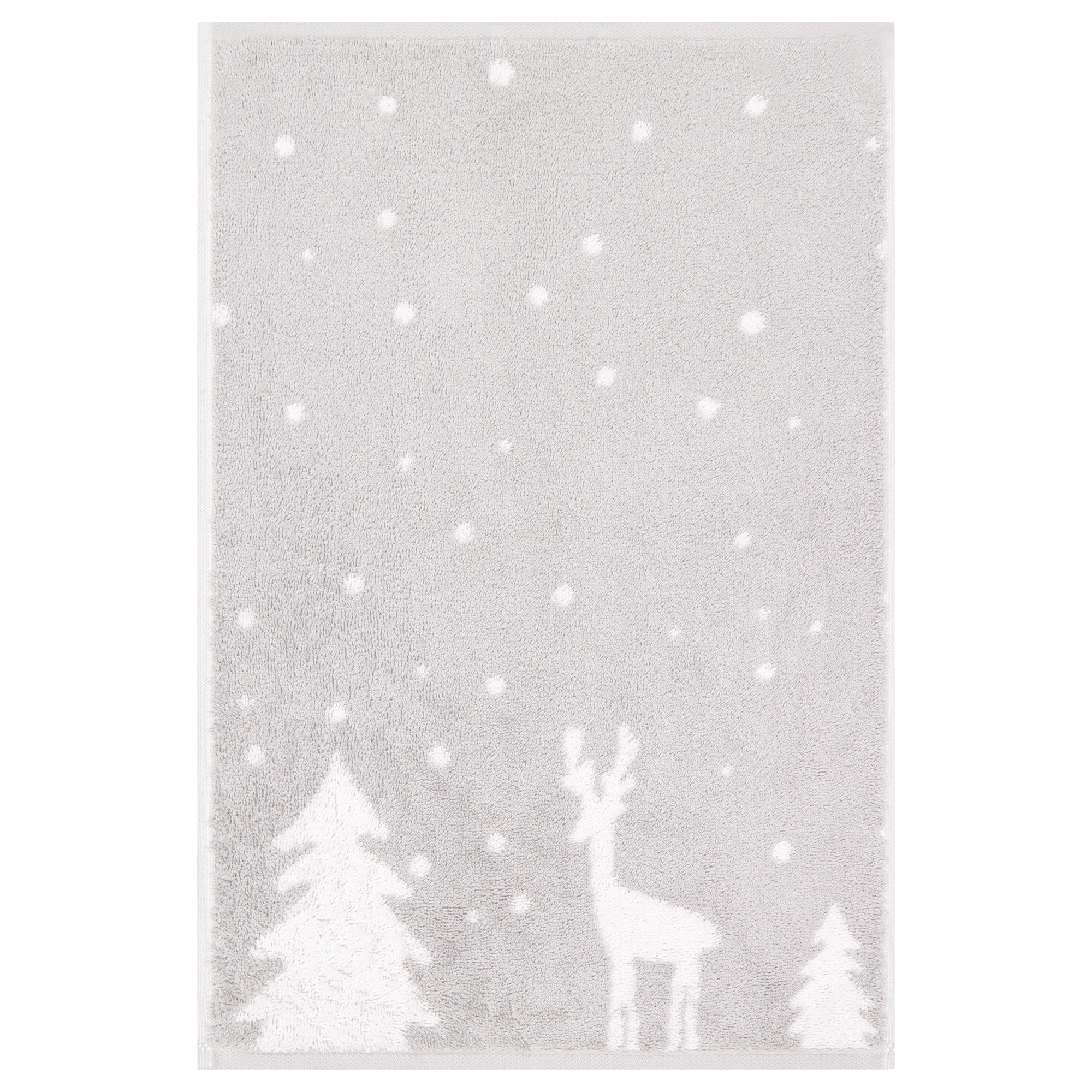 Cawö Handtücher WINTER EDITION Rudi im Schnee 6271 platin/weiß - 76 - Gästetuch 30x50 cm