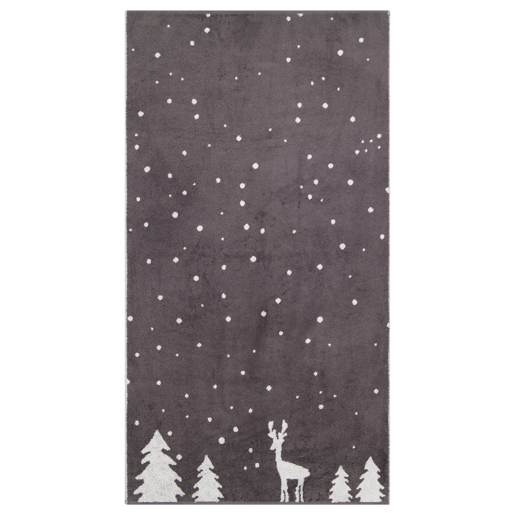 Cawö Handtücher WINTER EDITION Rudi im Schnee 6271 basalt/platin - 77 - Duschtuch 70x140 cm