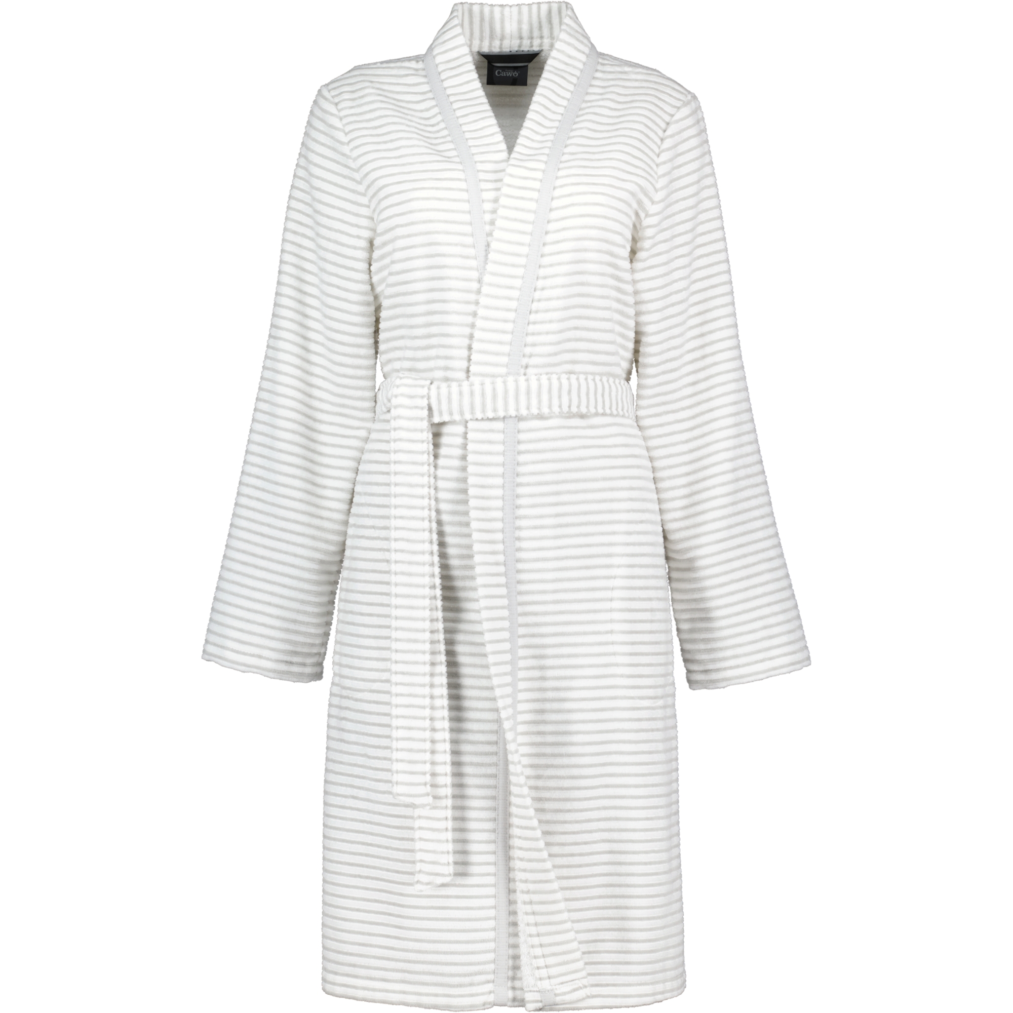 Cawö - Damen Bademantel Kurz Kimono 1214 - Farbe: weiß-silber - 76 - M