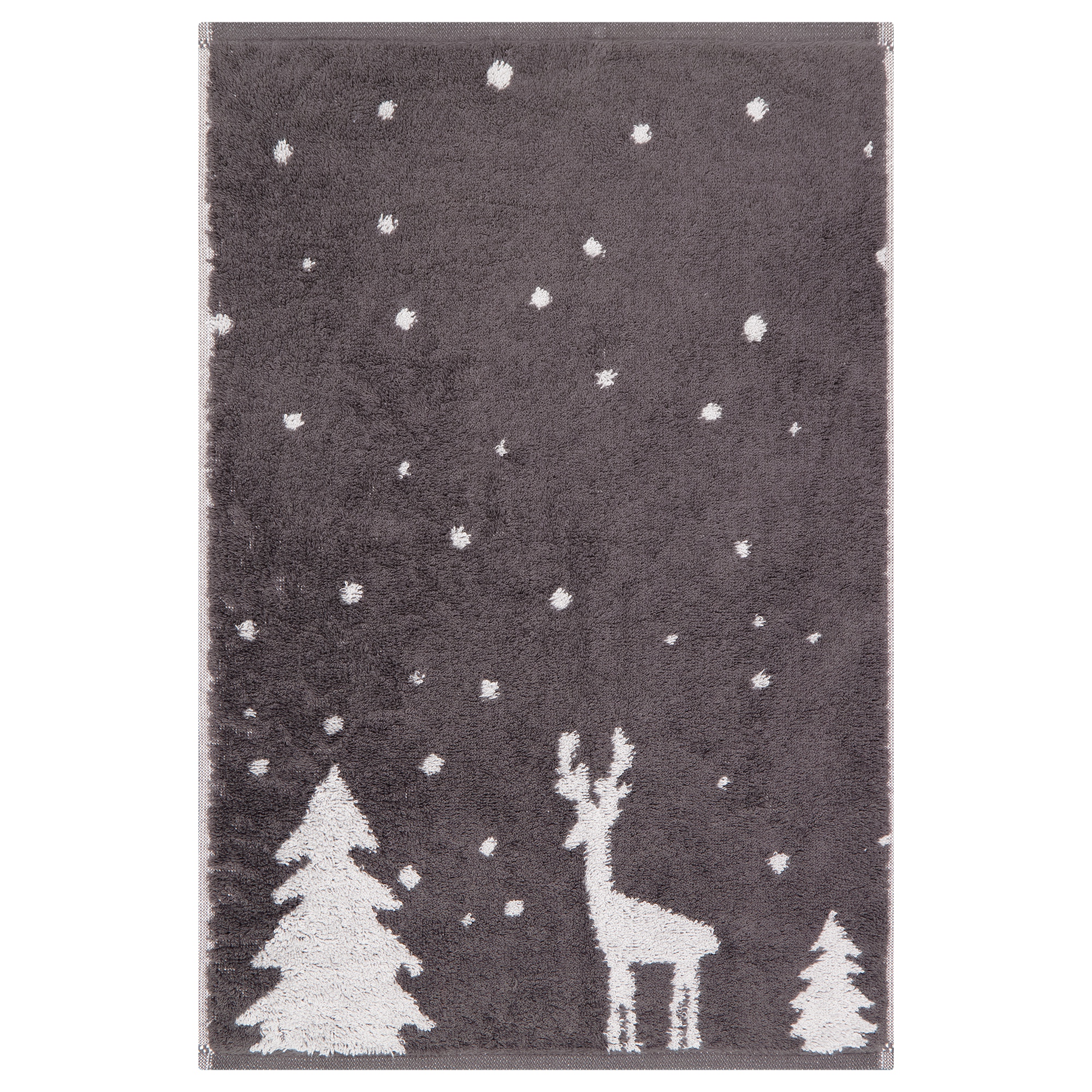 Cawö Handtücher WINTER EDITION Rudi im Schnee 6271 basalt/platin - 77 - Gästetuch 30x50 cm