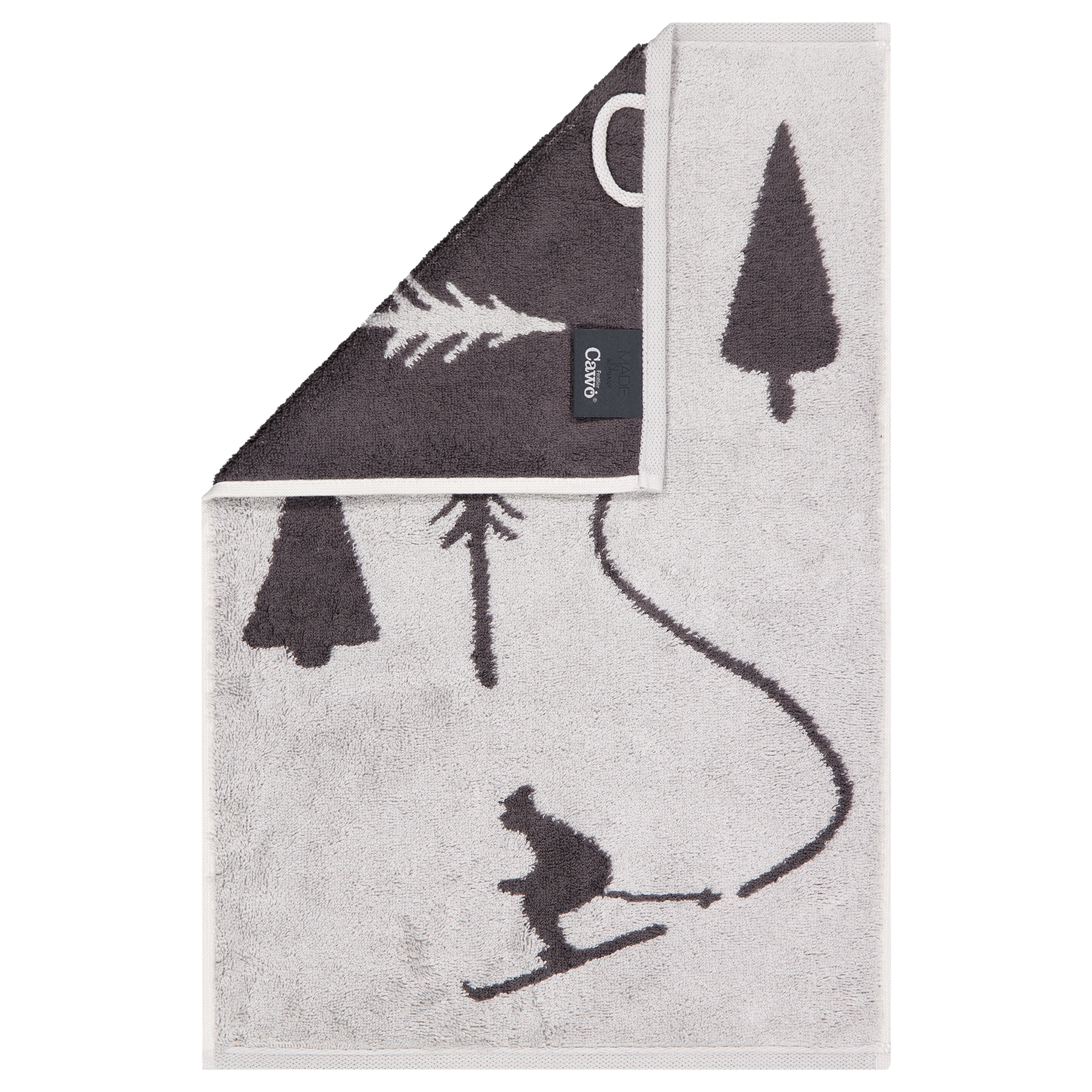 Cawö Handtücher WINTER EDITION Skifahrer 6272 platin/basalt - 70 - Gästetuch 30x50 cm