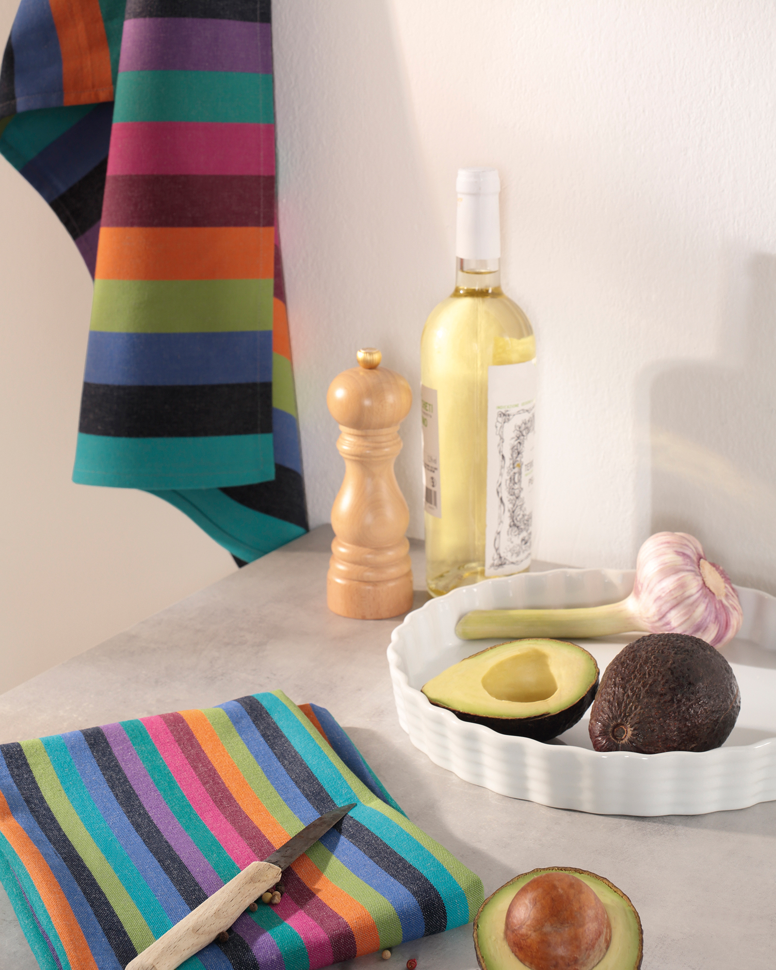 Cawö Home Geschirrtücher Cuisine Lifestyle Blockstreifen 7058 multicolor dunkel - 84 - 50x70 cm