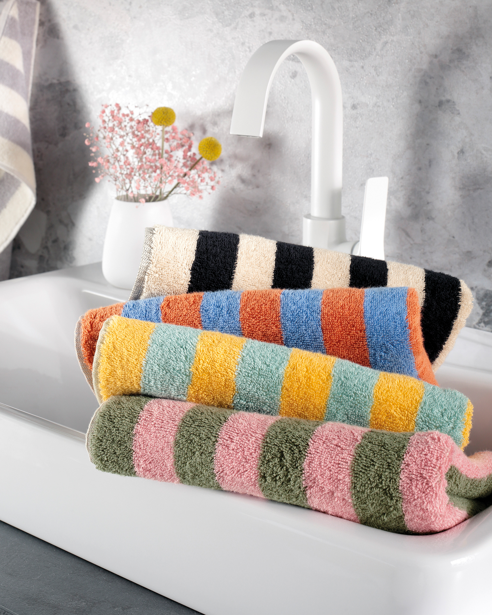 Cawö Handtücher Bold Streifen 6277 mint/gelb - 45 - Handtuch 50x100 cm