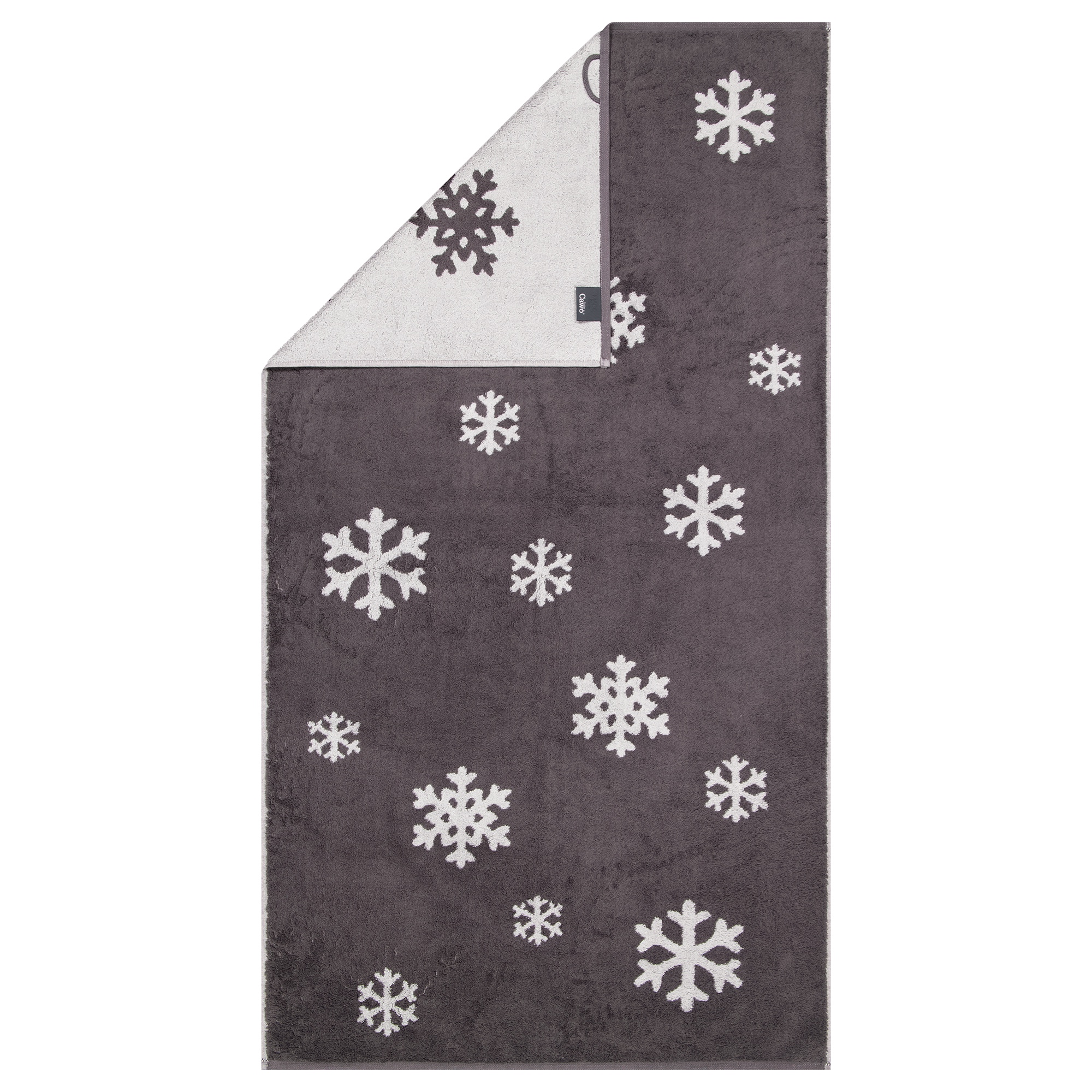 Cawö Handtücher WINTER EDITION Schneekristalle 6270 basalt/platin - 77 - Duschtuch 70x140 cm