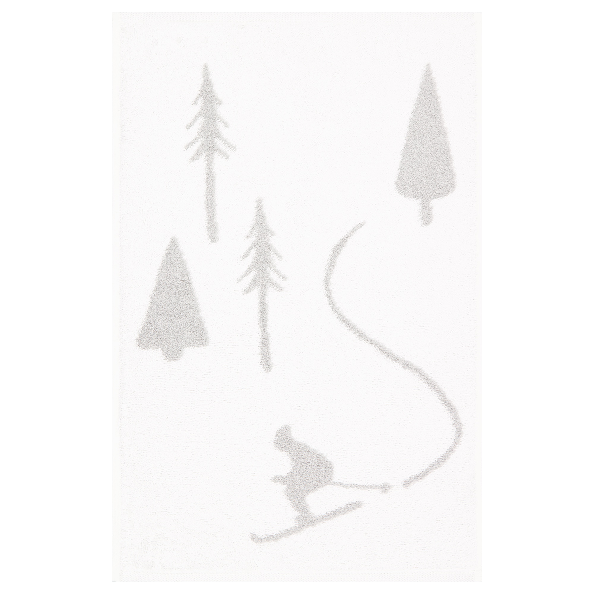 Cawö Handtücher WINTER EDITION Skifahrer 6272 weiß/platin - 67 - Gästetuch 30x50 cm
