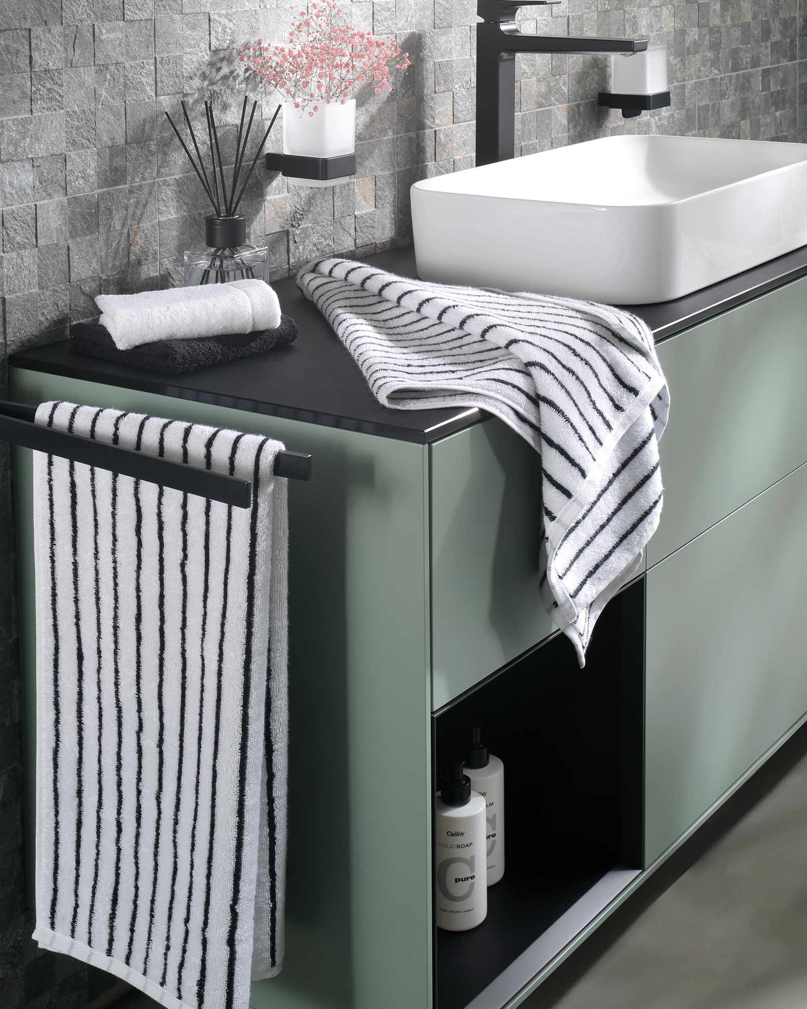 Cawö Handtücher Black&White Streifen 6278 schwarz/weiß - 96