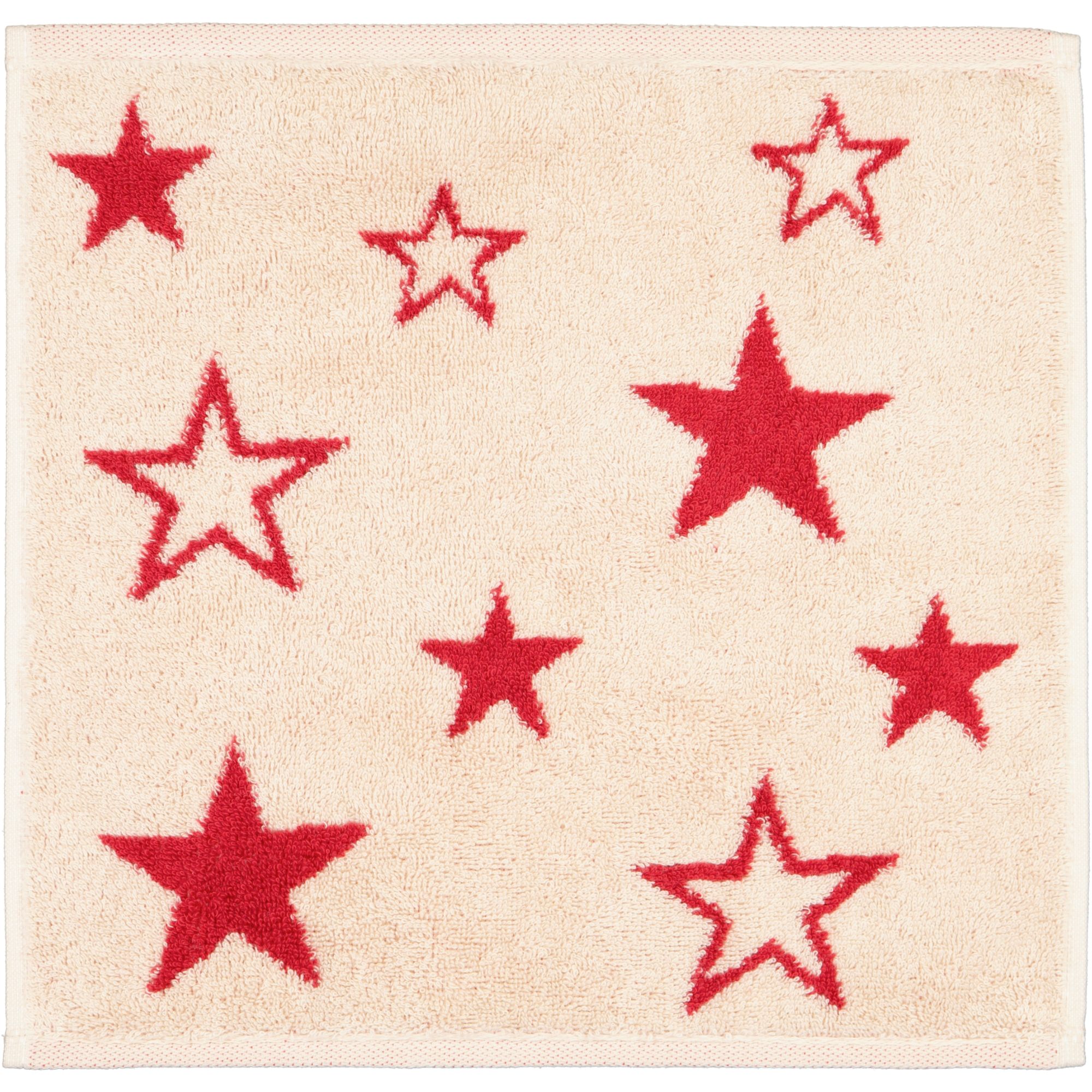 Cawö Seiftücher Christmas Edition Sterne 792 3er Set natur-rot - 32 - 30x30 cm