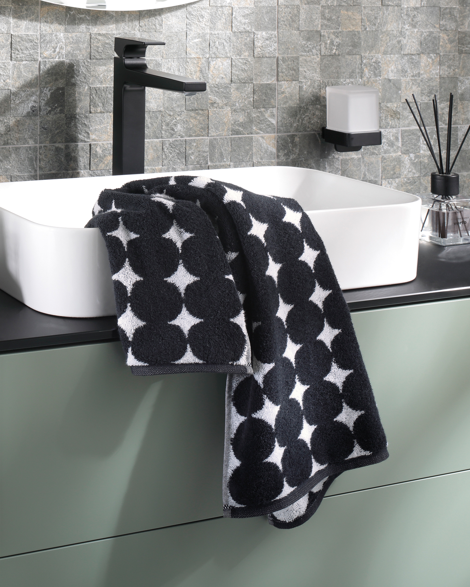 Cawö Handtücher Black&White Bubbles 6279 schwarz/weiß - 96 - Handtuch 50x100 cm