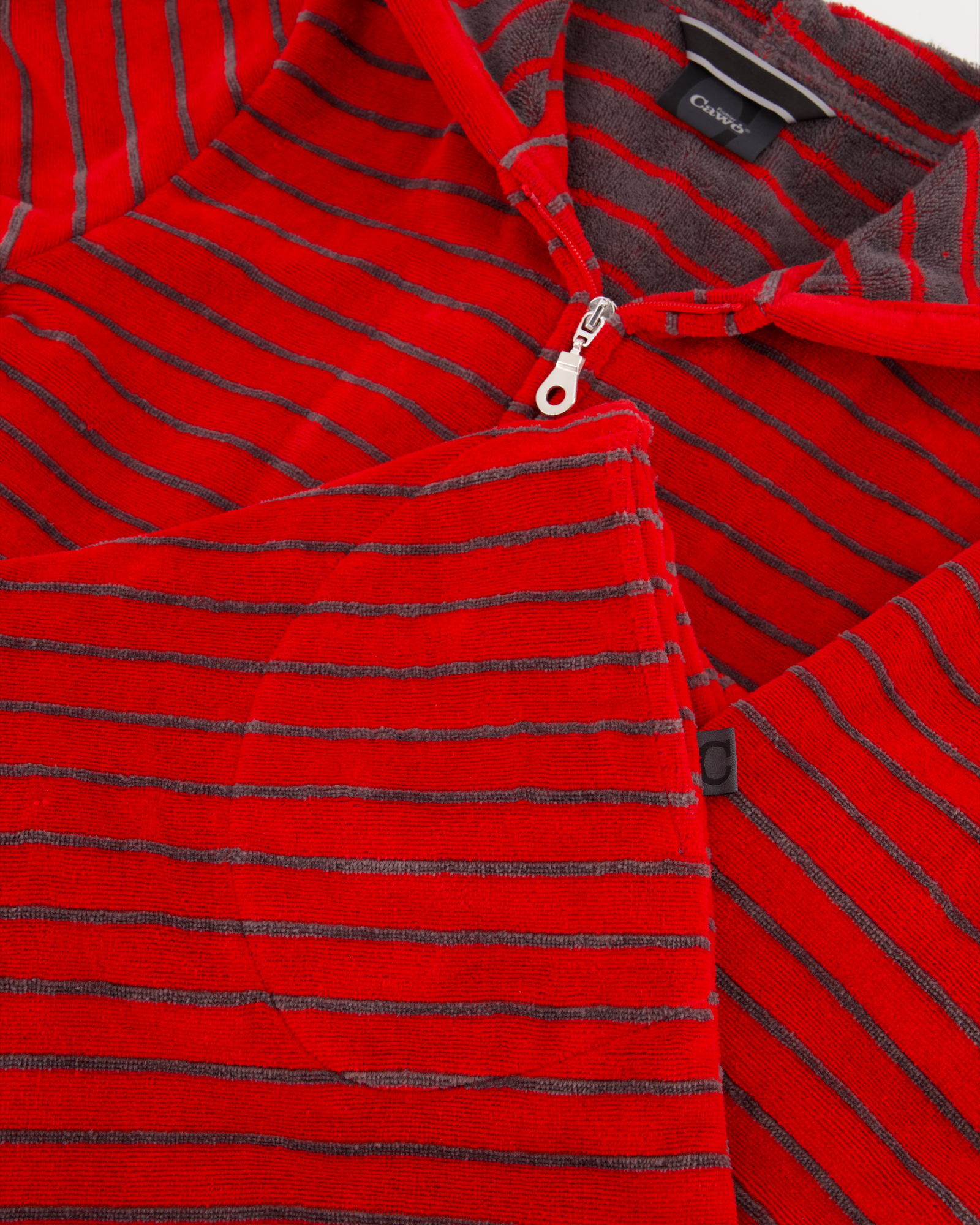 Cawö - Damen Bademantel Kapuze Reißverschluss Shades 1492 - Farbe: rot - 27 - M