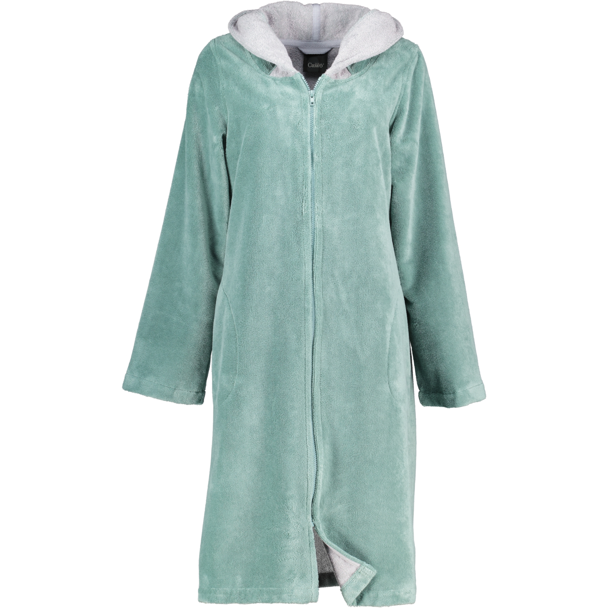 Cawö Home Bademäntel Damen Kurzmantel mit Kapuze Kapuze 841 fjord - 47 - XL