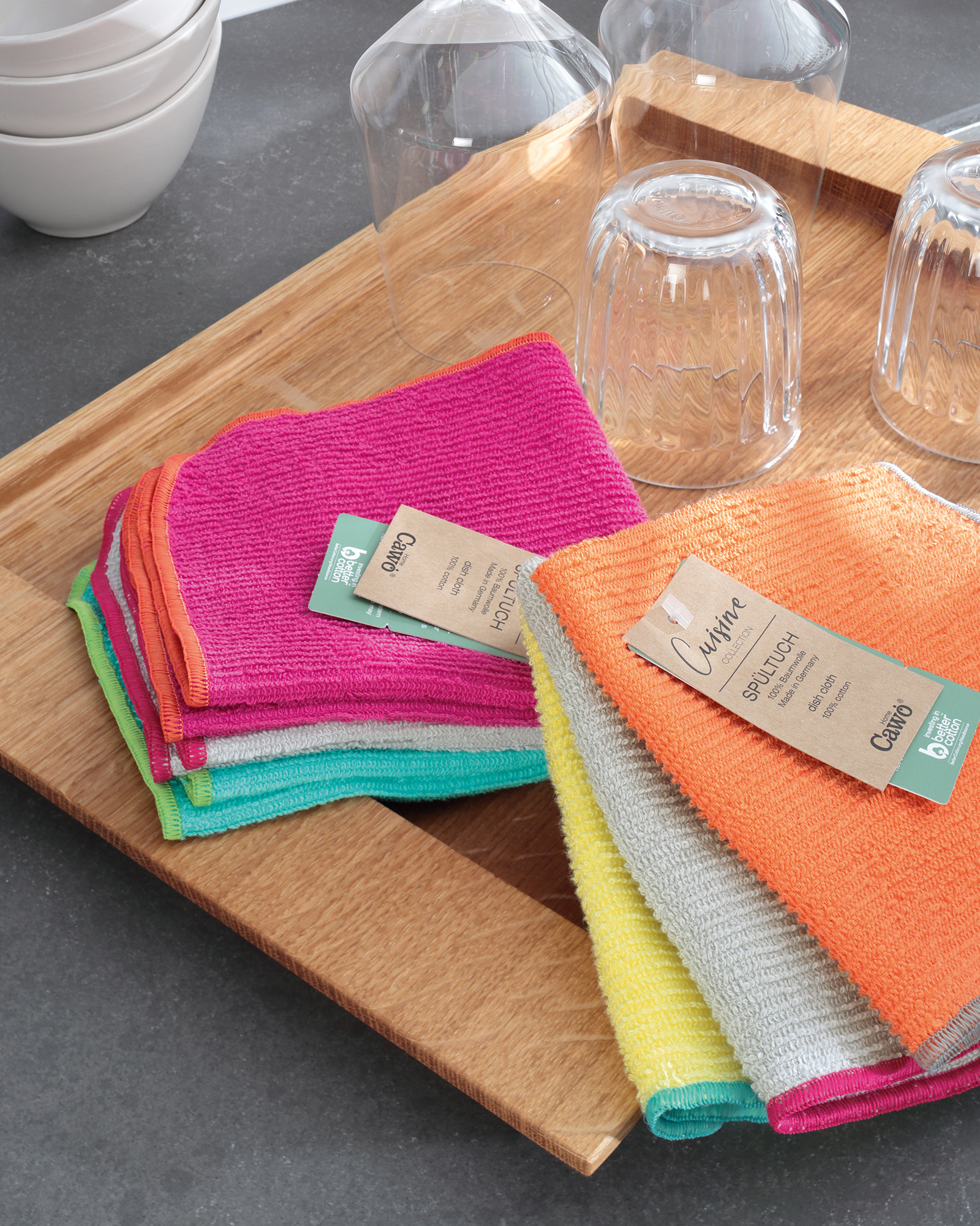Cawö Spültücher Trio 550 3er Set pistazie/mandarine - 43 - 30x30 cm