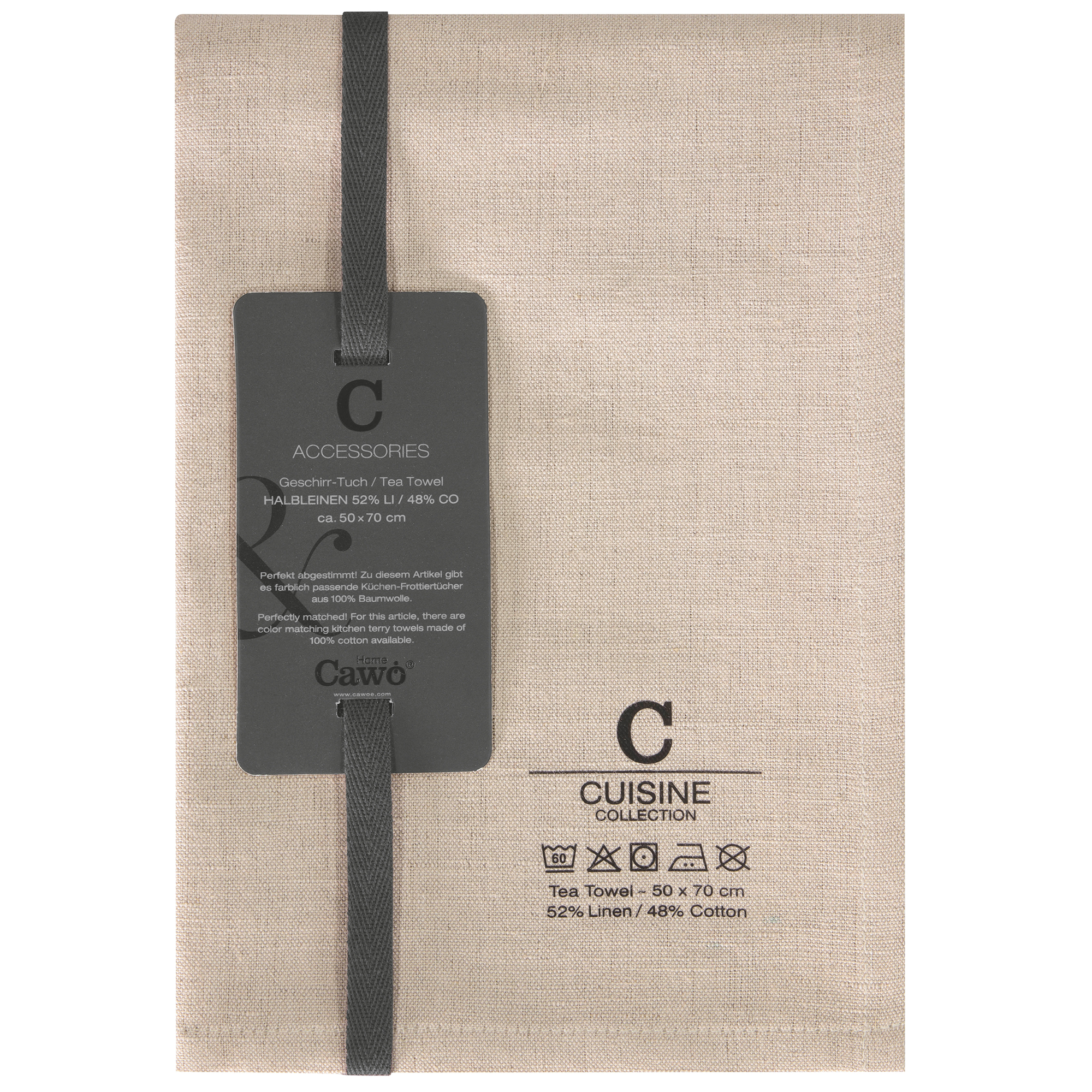Cawö Home Geschirrtücher Cuisine Nature Uni 531 leinen - 30 - 50x70 cm