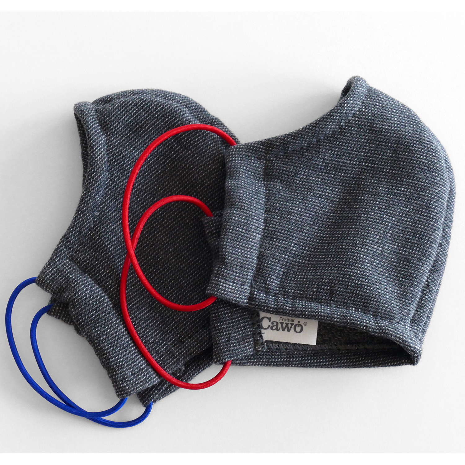 Cawö Mund- und Nasenmaske 9903 - 2er Pack - Farbe: dunkelgrau - 99 (Gummikordel farblich sortiert)