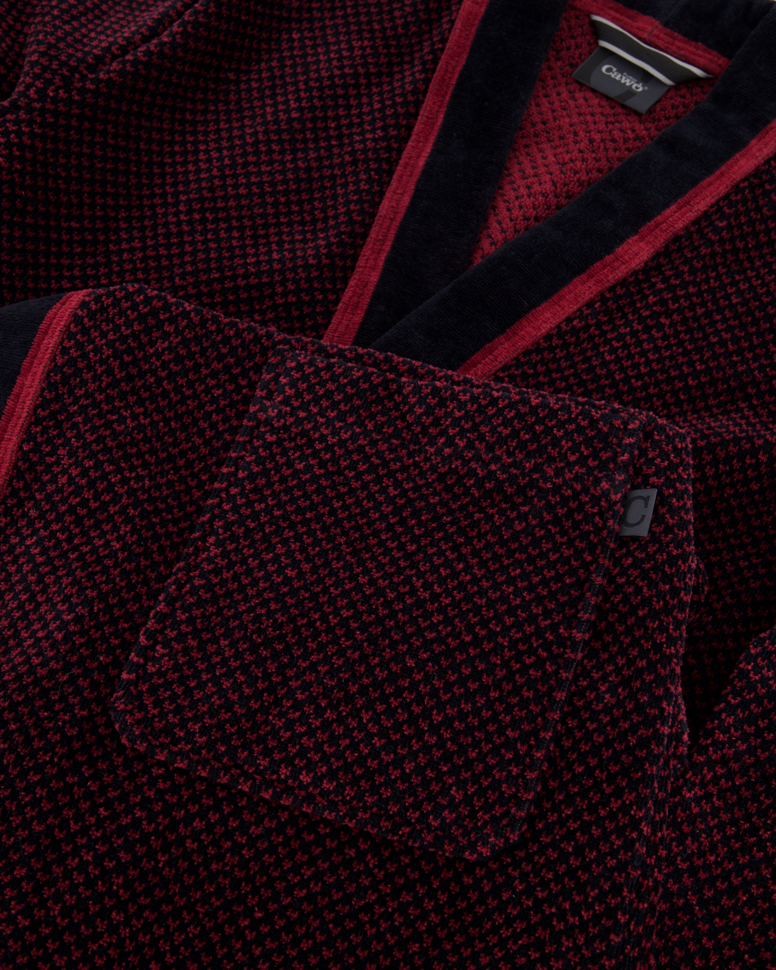 Cawö Bademäntel Herren Kimono 4839 rot-schwarz - 92