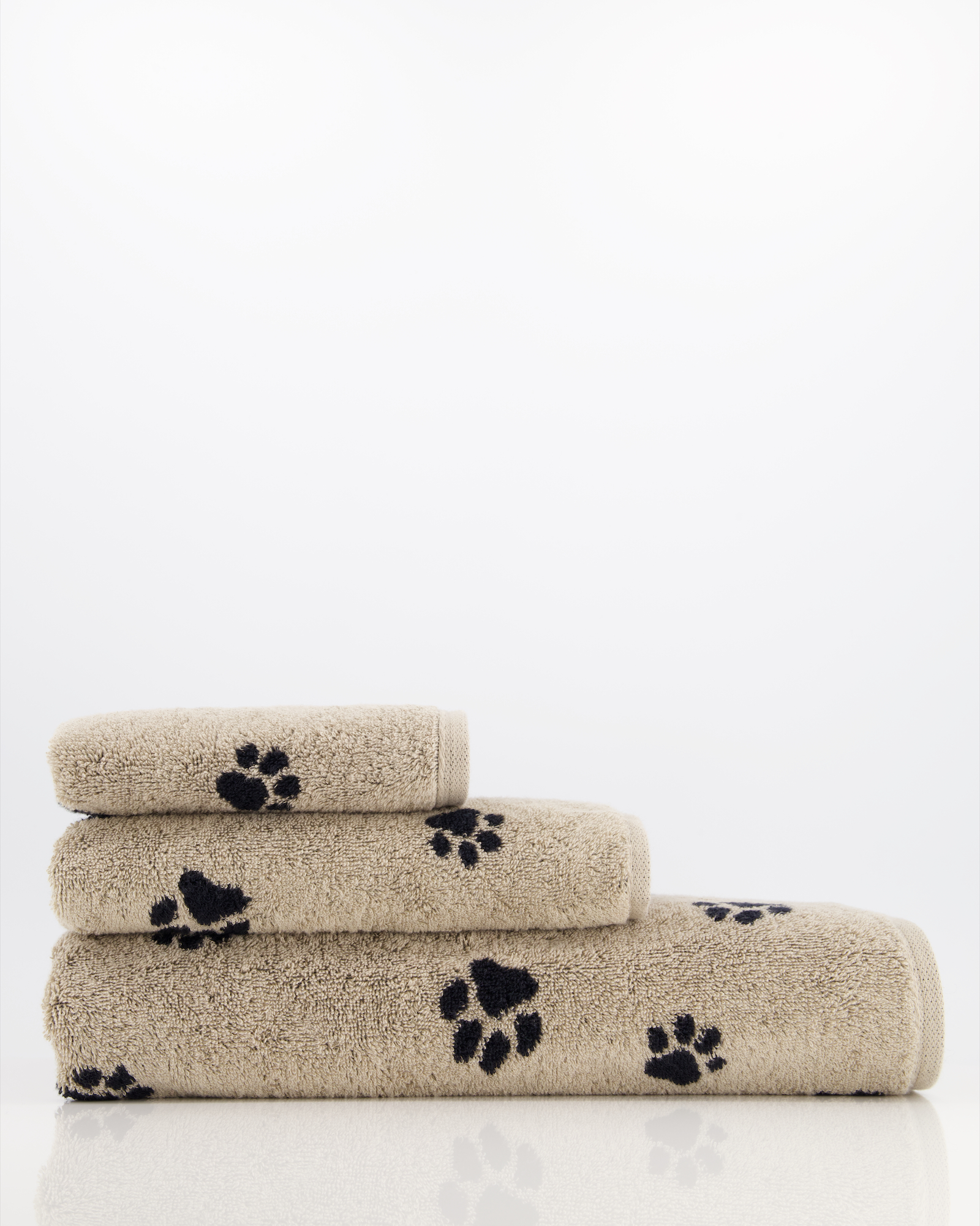Cawö Handtücher WE LOVE DOGS Paws 6247 Schwarz-Beige - 93 - Gästetuch 30x50 cm
