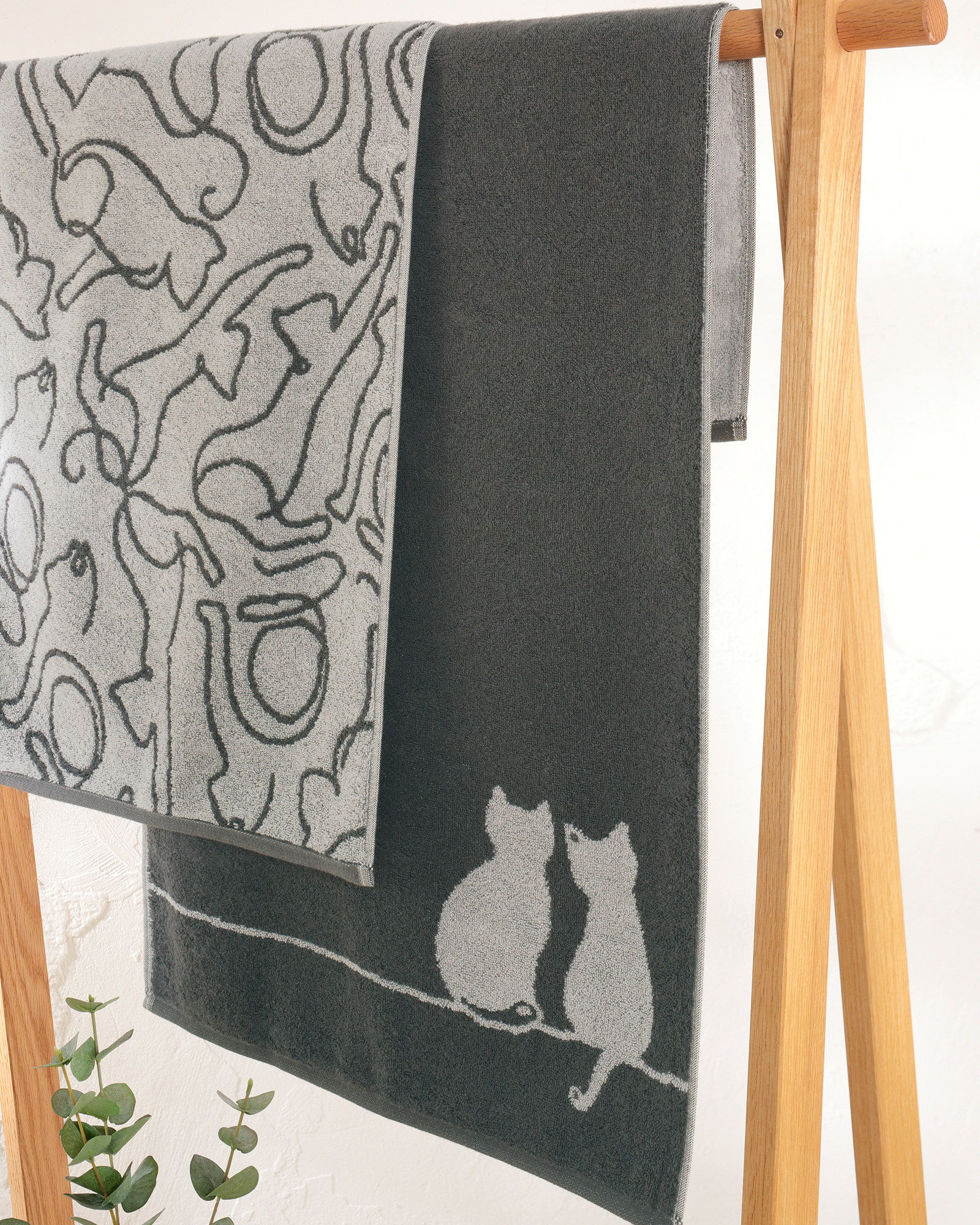 Cawö Handtücher CUTE CATS EDITION Cats 6264 platin/basalt - 70