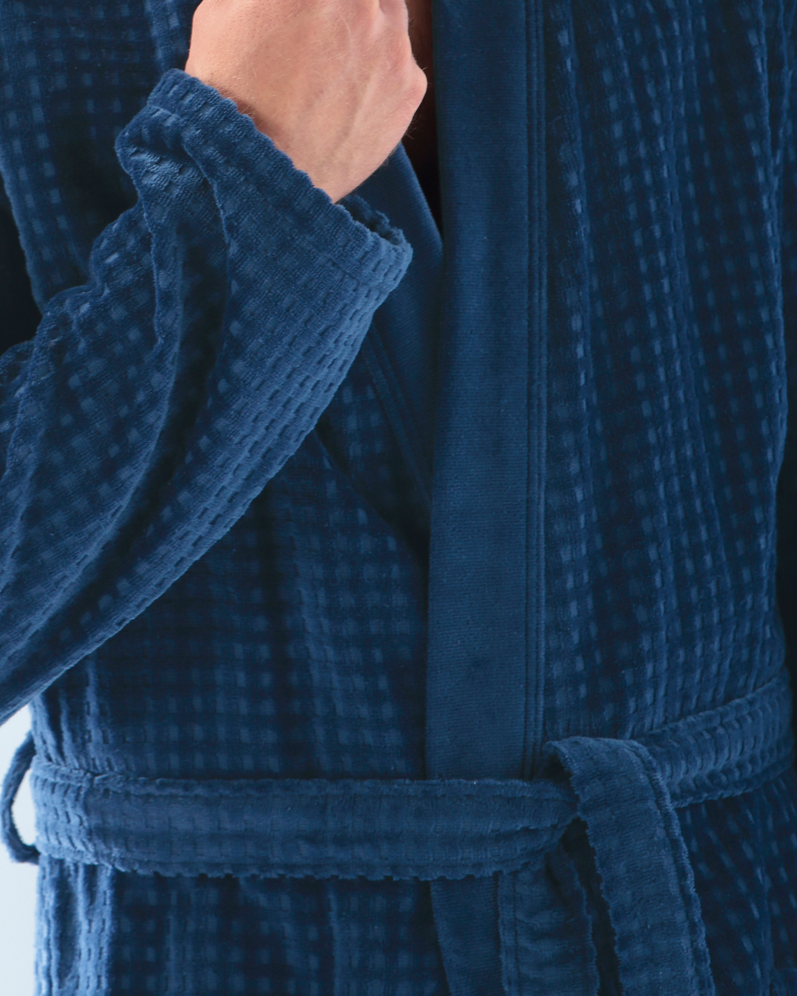 Cawö Herren Bademantel Kimono 3714 - Farbe: saphir - 166 - L