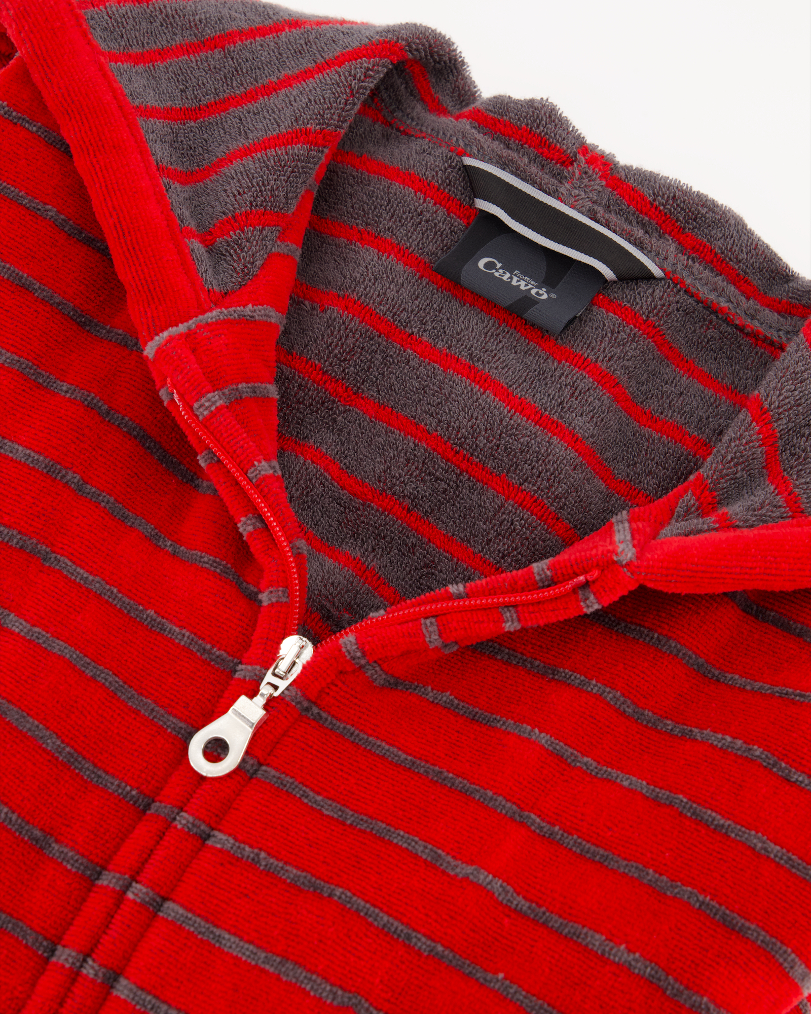 Cawö - Damen Bademantel Kapuze Reißverschluss Shades 1492 - Farbe: rot - 27 - M