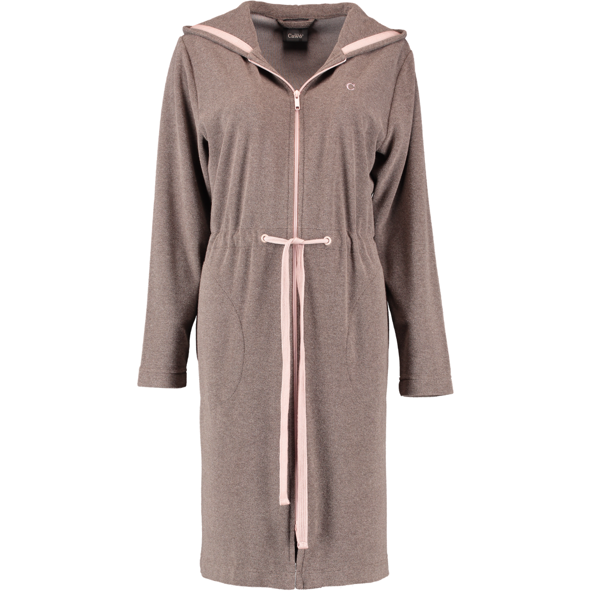 Cawö Home Active Damen Kurzmantel Kapuze TG RV 821 - Farbe: mocca-rosé - 32 - XS