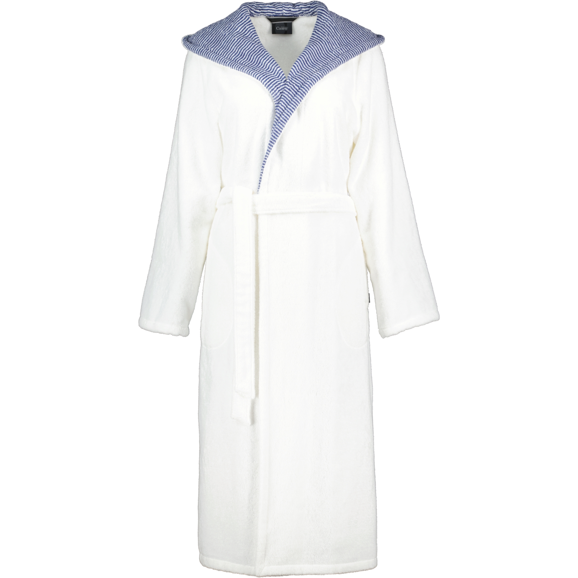 Cawö Bademäntel Damen Kapuze Classic 4345 weiß-blau - 601