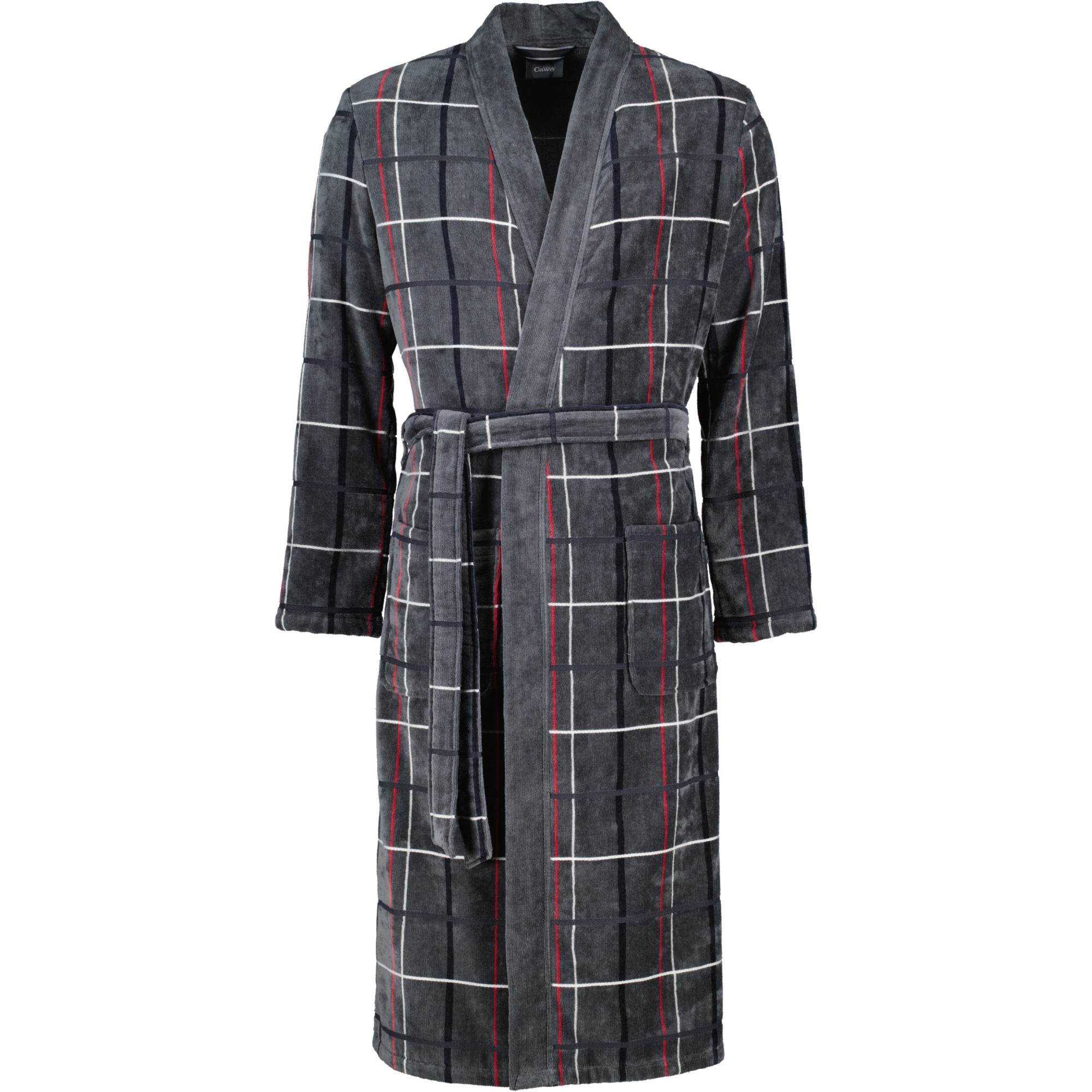 Cawö Bademäntel Herren Kimono Karo 4853 anthrazit-rot - 79