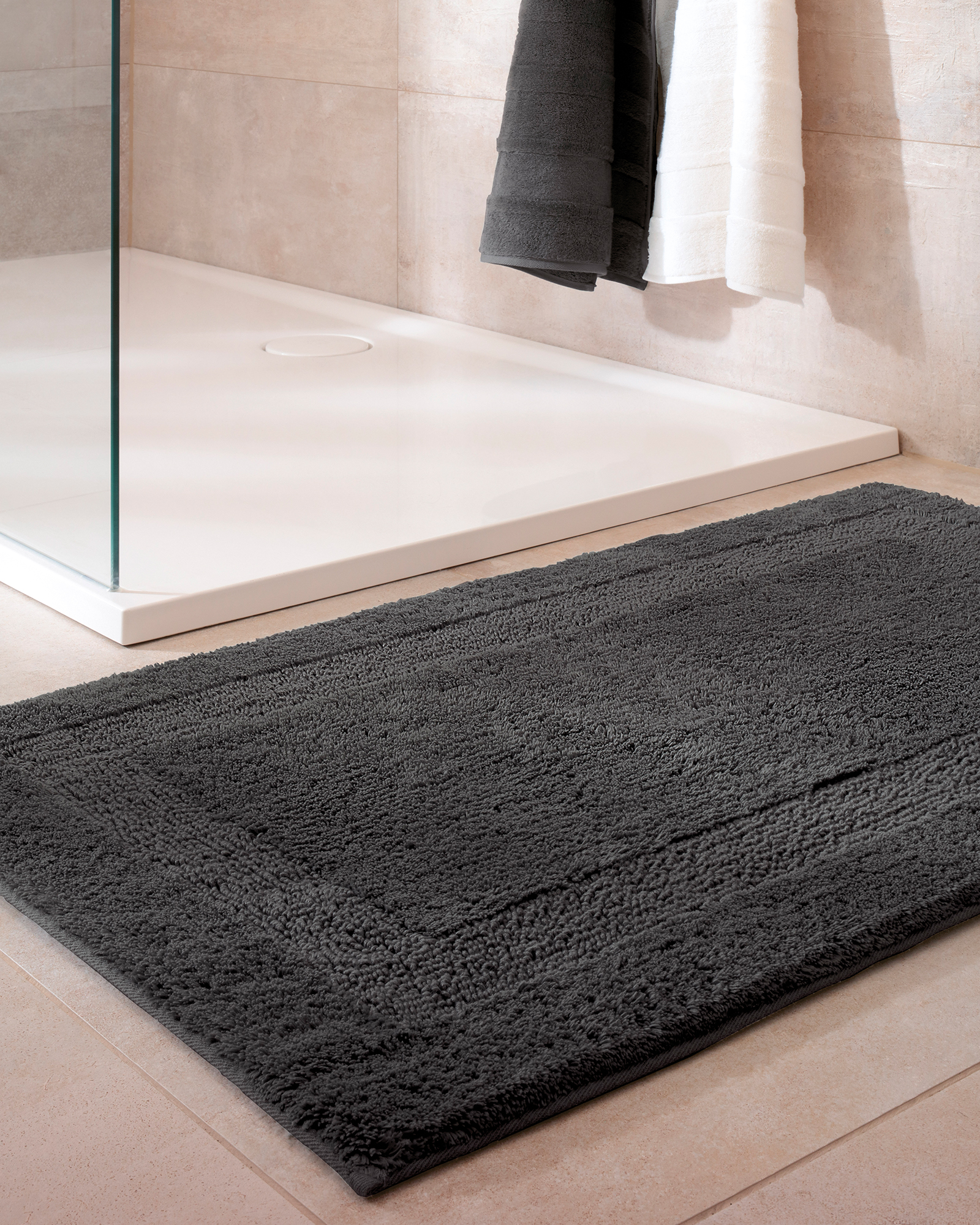 Cawö Home Badteppiche Luxus Badteppich 1000 basalt - 740 - 60x60 cm