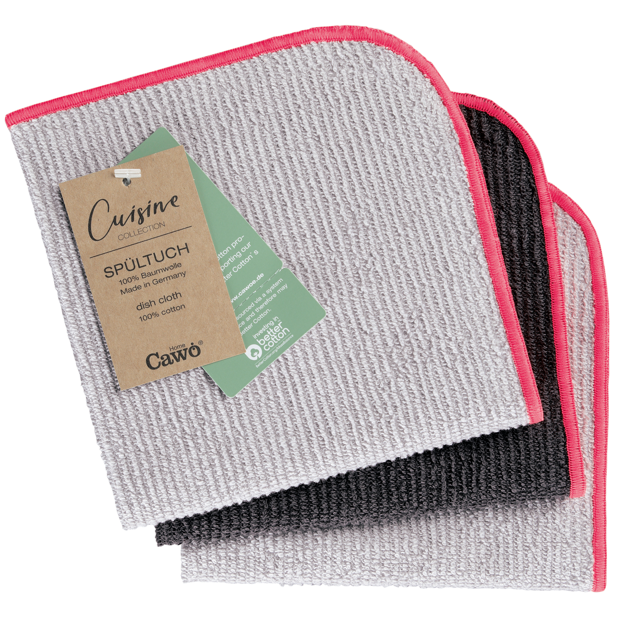 Cawö Spültücher Trio 550 3er Set neon-pink - 72 - 30x30 cm