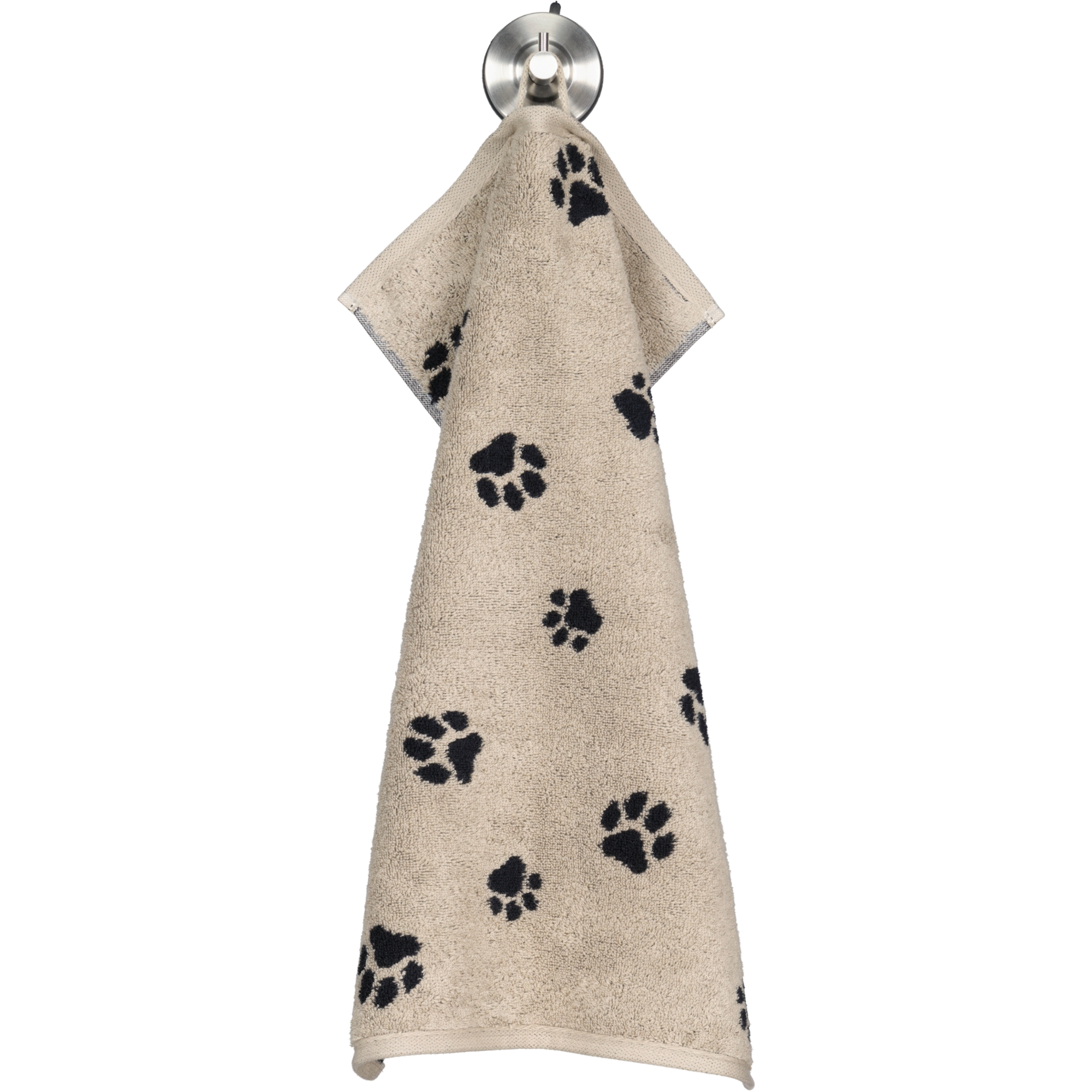 Cawö Handtücher WE LOVE DOGS Paws 6247 Schwarz-Beige - 93 - Gästetuch 30x50 cm