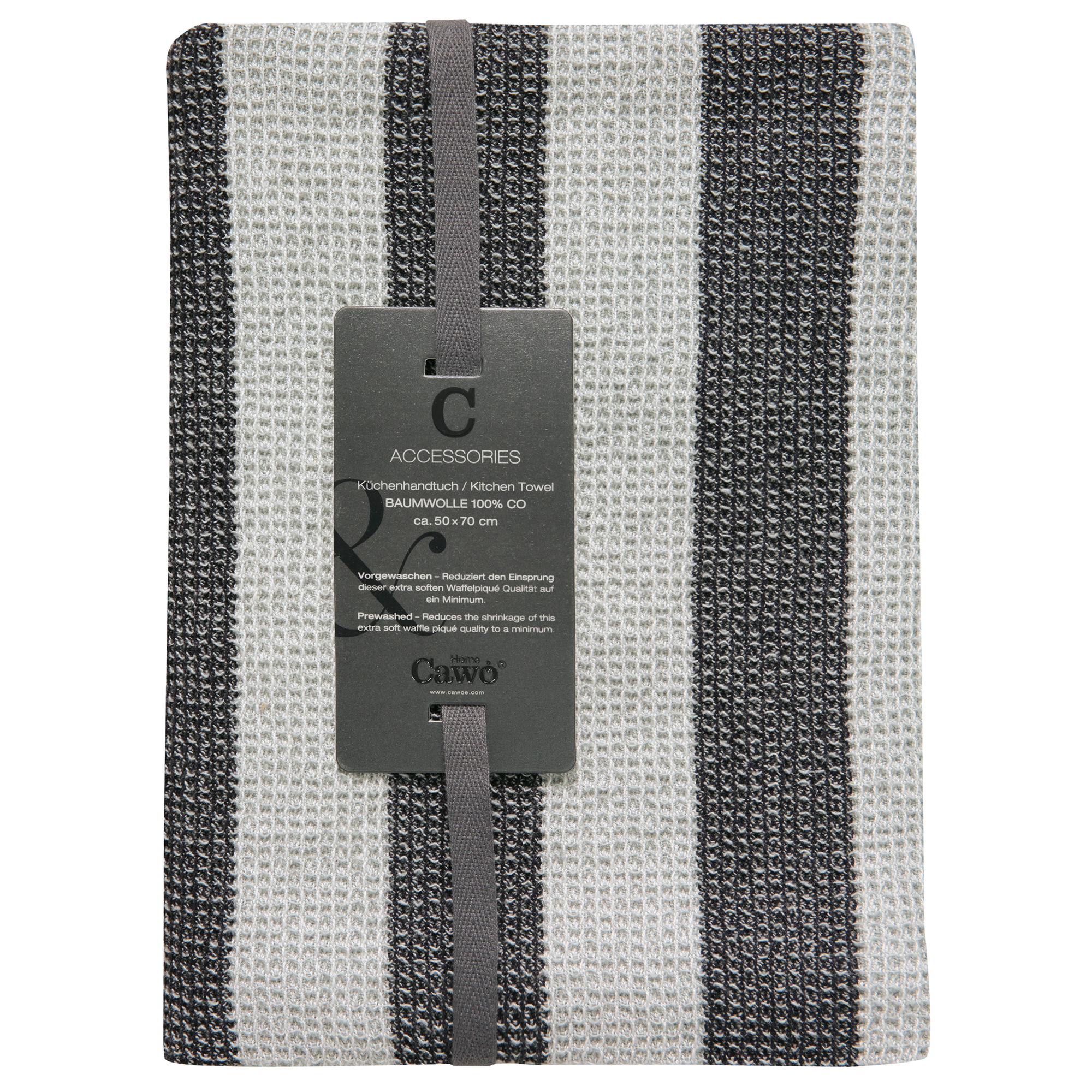 Cawö Küchenhandtücher Cuisine Piqué 536 schwarz/platin - 97 - 50x70 cm