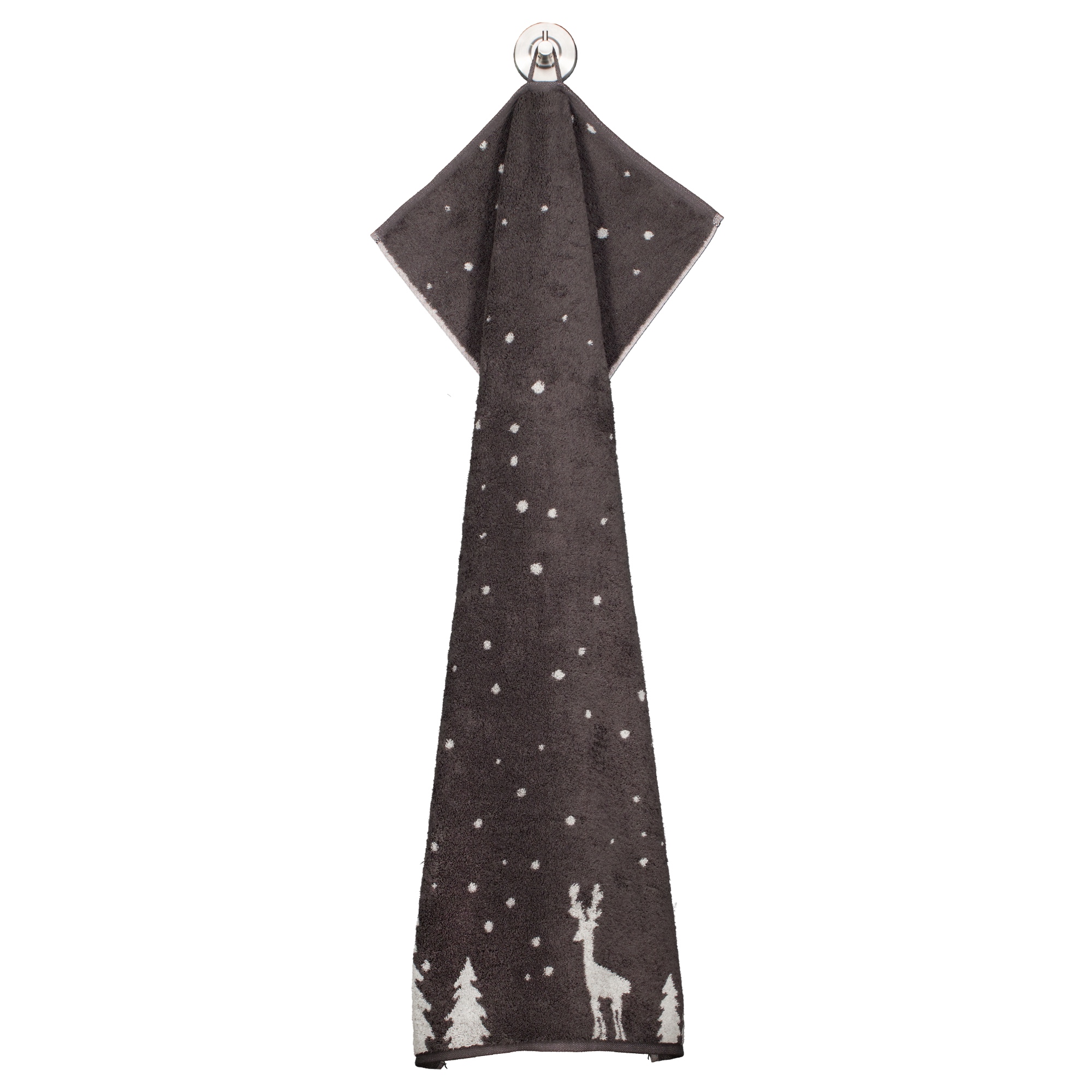 Cawö Handtücher WINTER EDITION Rudi im Schnee 6271 basalt/platin - 77 - Handtuch 50x100 cm