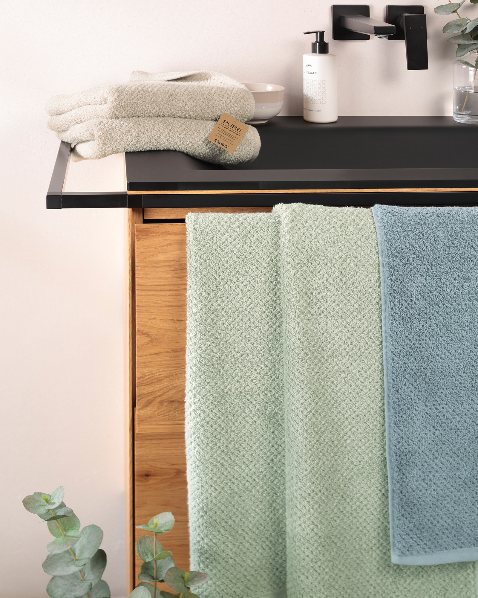 Cawö Handtücher Pure 6500 - Farbe: sea - 123 - Seiflappen 30x30 cm