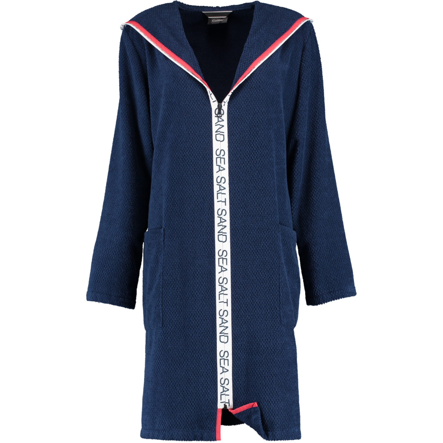 Cawö Damen Bademantel Sea Salt Sand 3101 Kapuze kurz RV - Farbe: navy - 133 - S