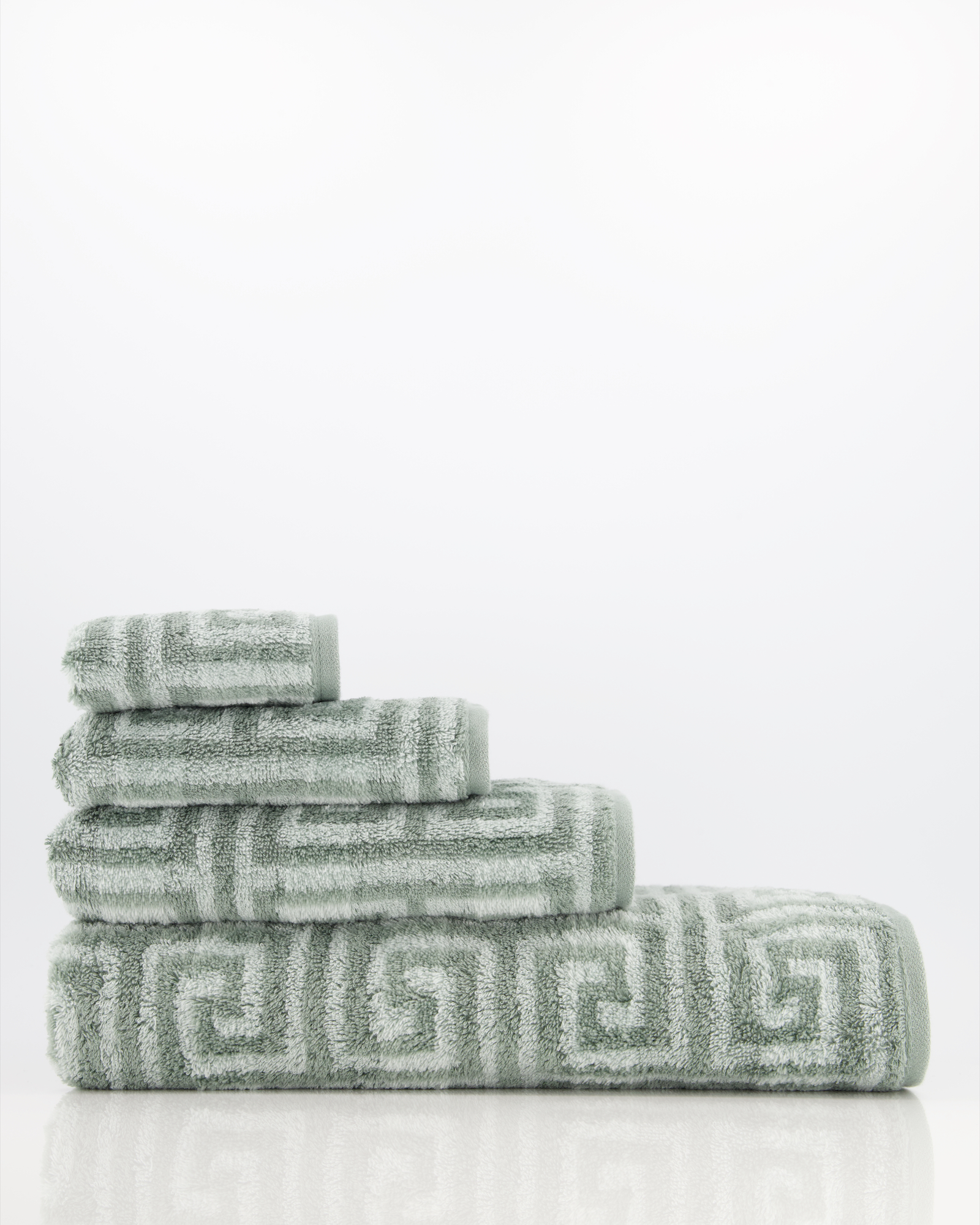 Cawö Handtücher Noblesse Elegance Allover 1088 nordic green - 44 - Seiflappen 30x30 cm