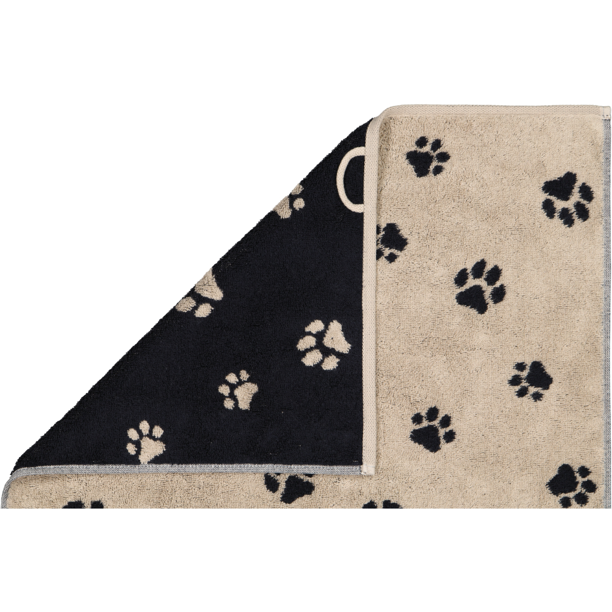 Cawö Handtücher WE LOVE DOGS Paws 6247 Schwarz-Beige - 93 - Gästetuch 30x50 cm