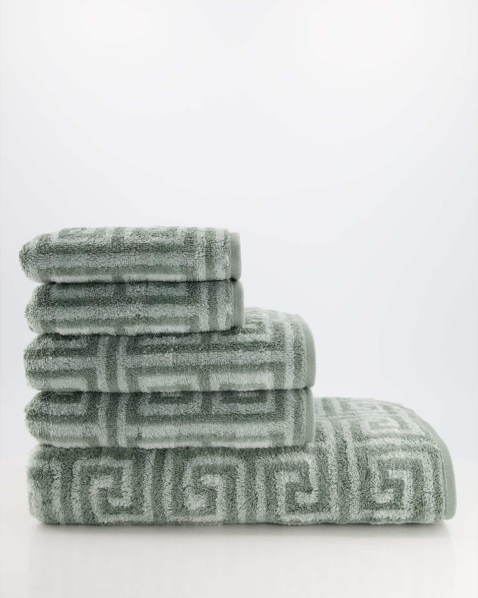 Cawö Handtücher Noblesse Elegance Allover 1088 nordic green - 44 - Seiflappen 30x30 cm