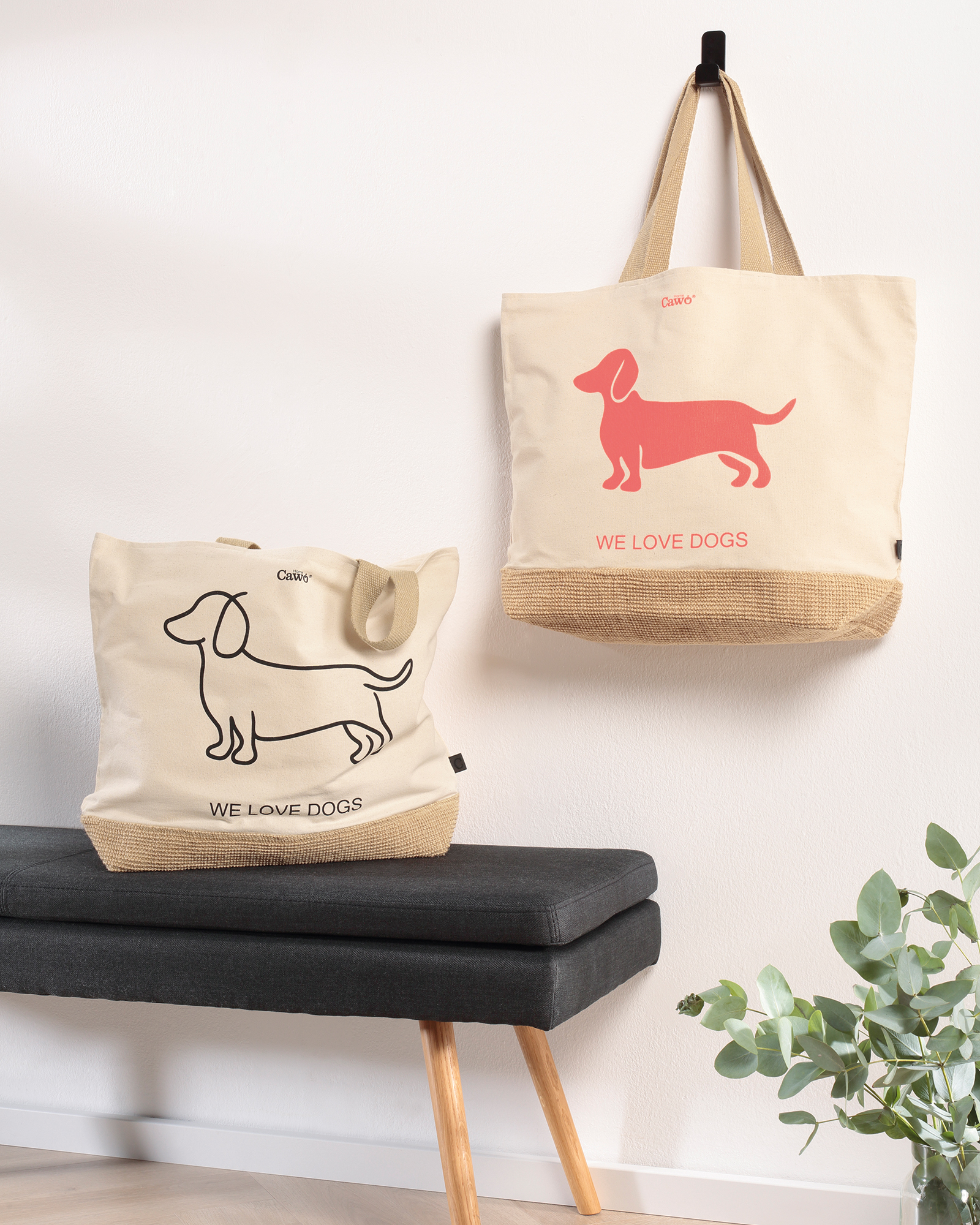 Cawö Home Geschirrtücher Cuisine WE LOVE DOGS Paws 6247 schwarz/beige - 93 - 50x70 cm