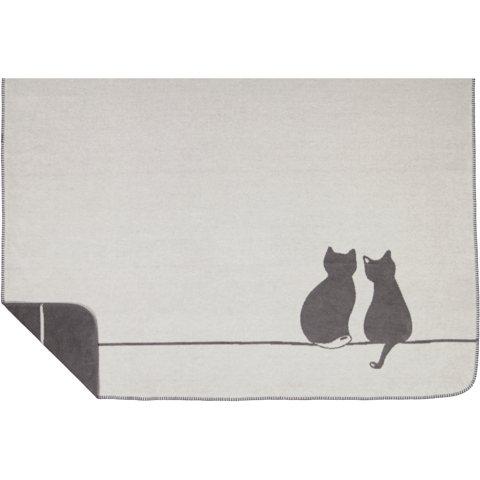 Cawö Wohndecken CUTE CATS EDITION You & Me 62630 stein/anthrazit - 70 - 150x200 cm