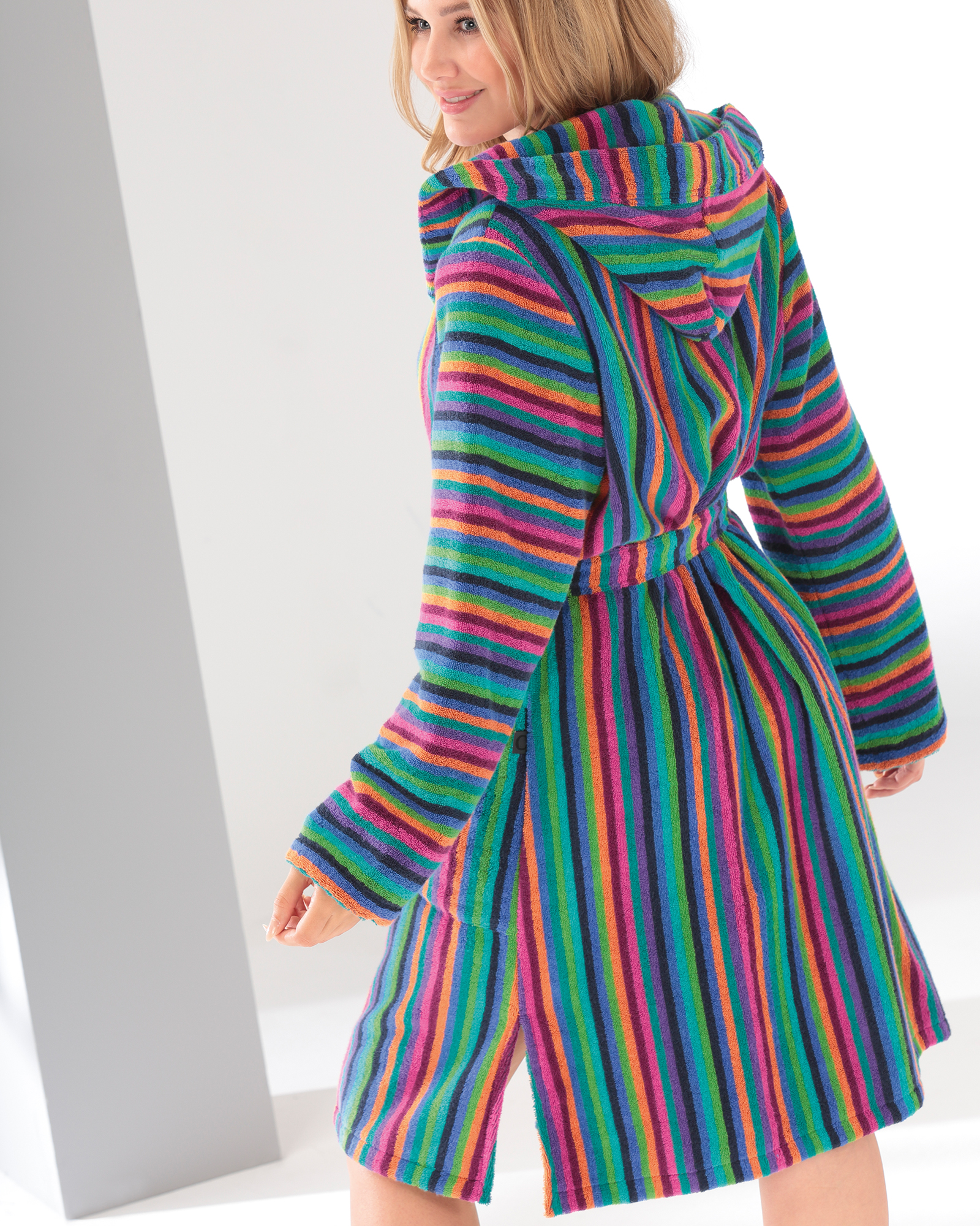 Cawö - Damen Kurzmantel Walkfrottier - Kapuze 7049 - Farbe: 84 - multicolor - S