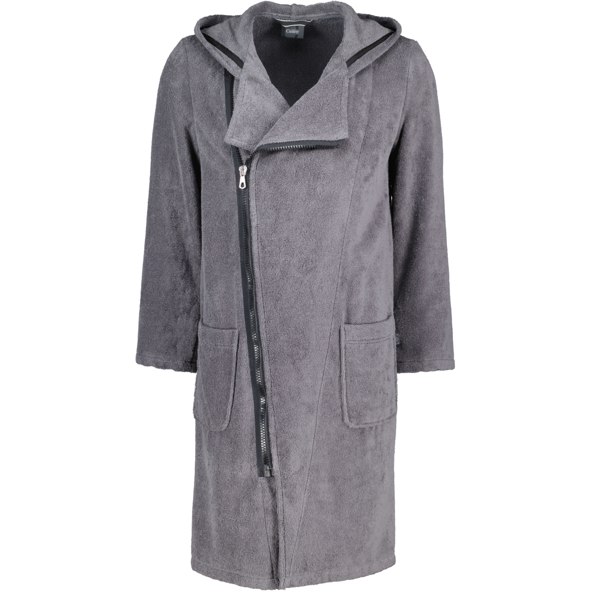 Cawö Bademäntel Herren Kapuze New Zipper 6516 anthrazit-schwarz - 774