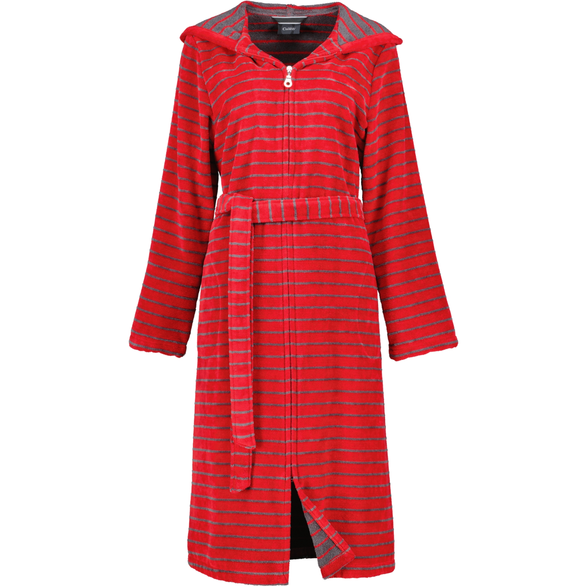 Cawö - Damen Bademantel Kapuze Reißverschluss Shades 1492 - Farbe: rot - 27 - M